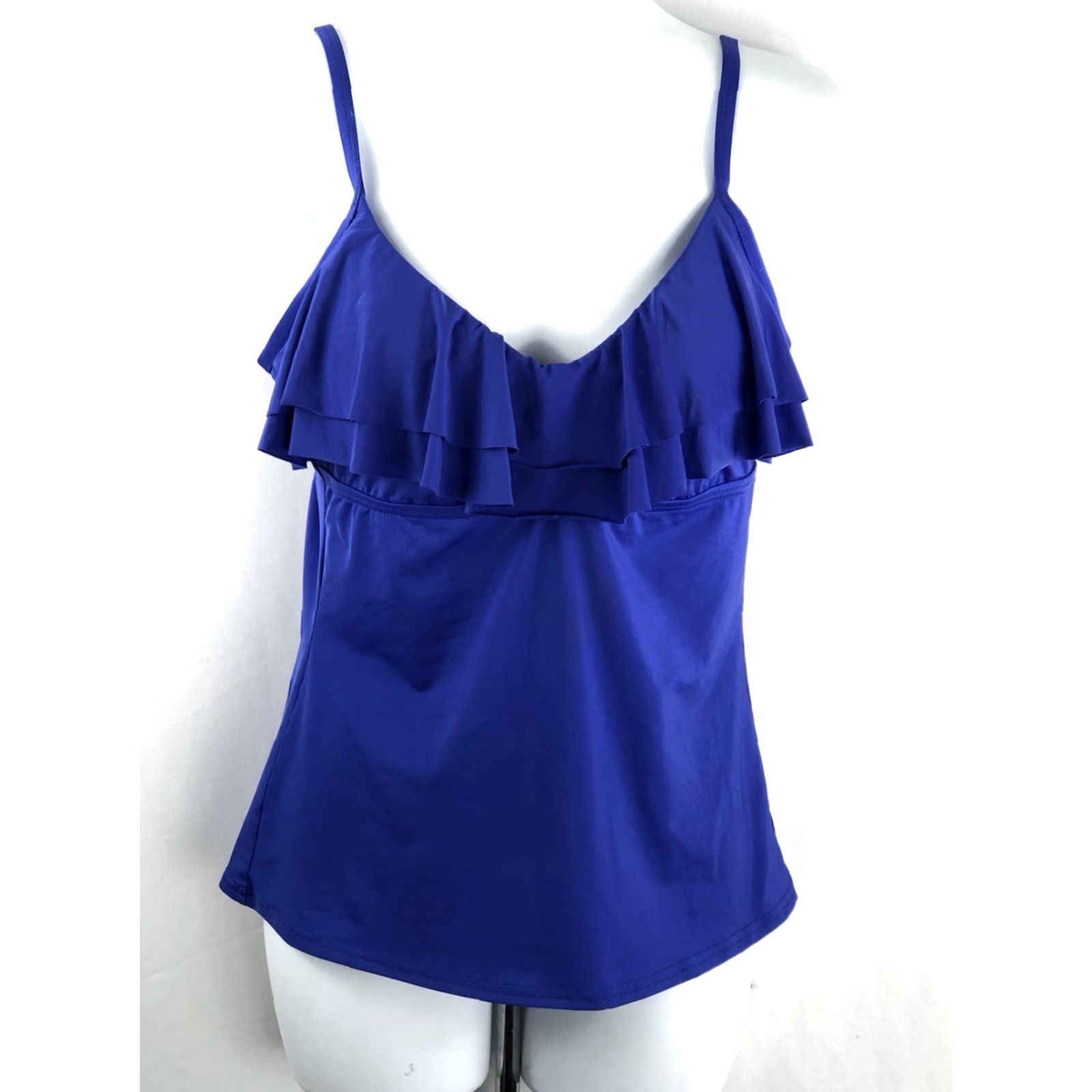 Kenneth Cole Kenneth Cole Swimsuit Top S Blue Halter Cami Tankini Tiered Ruffles Padded Bra Size S / US 4 / IT 40 - 4 Thumbnail