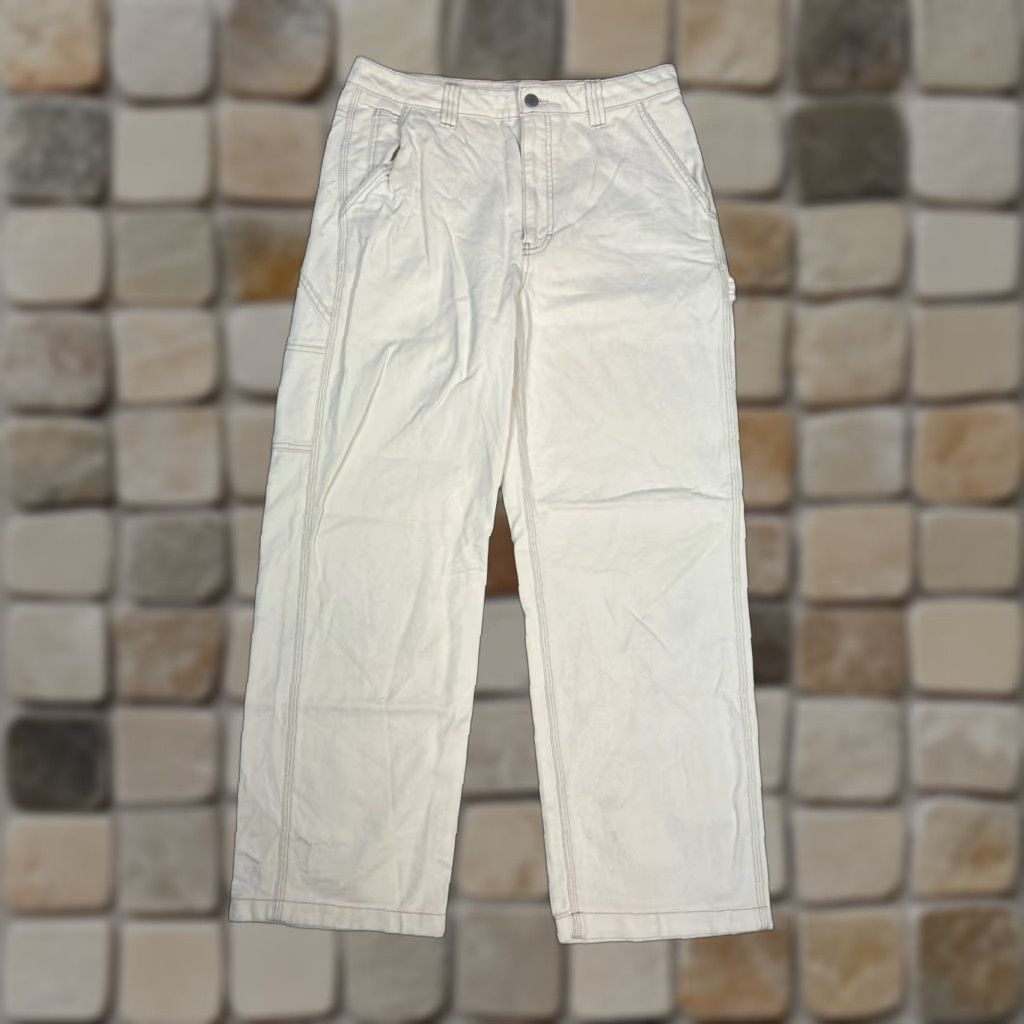 TNA Tna Carpenter Pants Womens 10 Beige Canvas Logo Cotton High Rise Straight Leg Size 32" / US 10 / IT 46 - 1 Thumbnail