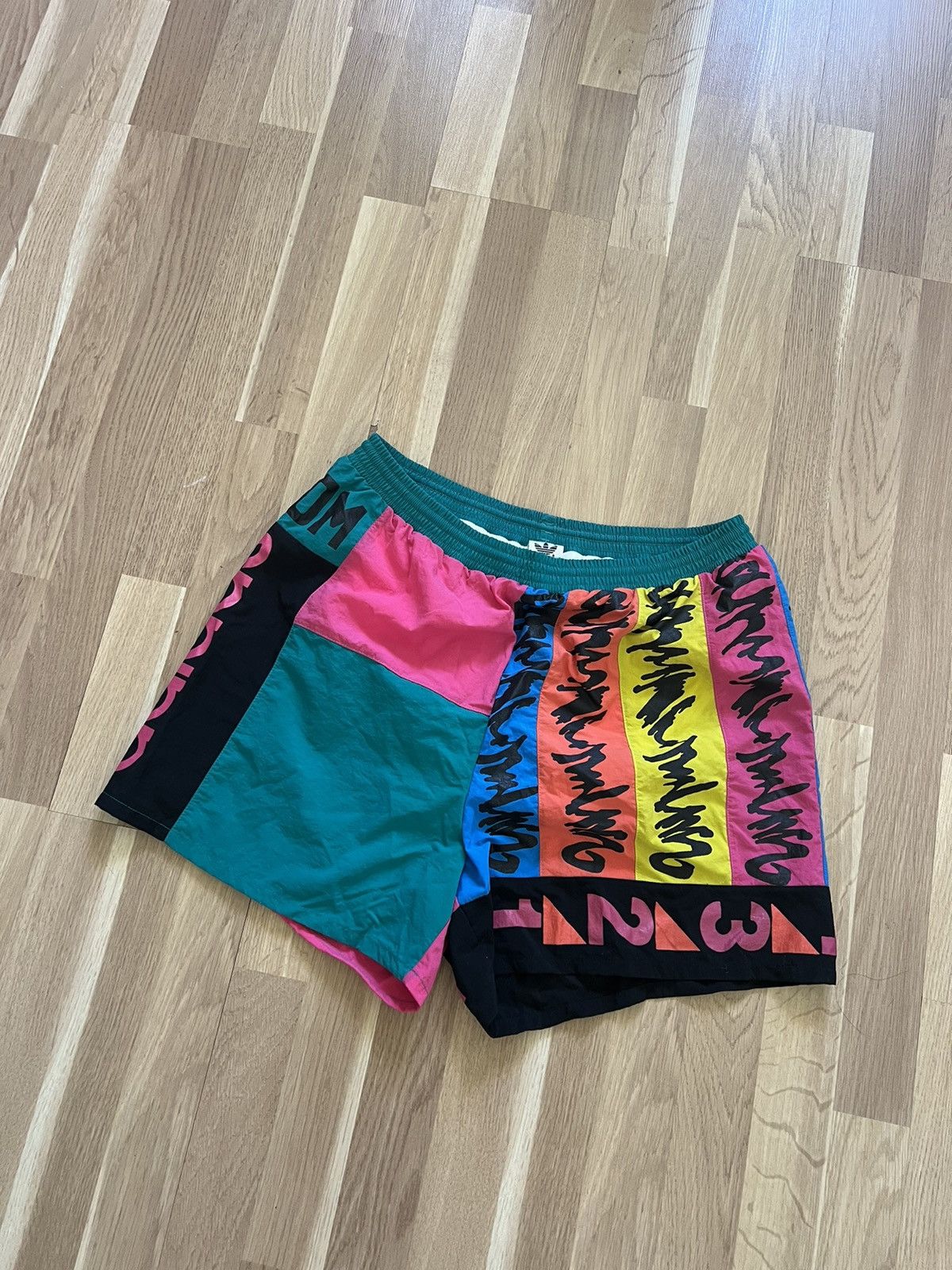 Adidas × Vintage Adidas vintage multicoloured shorts nylon 1 2 3 4 5 90s Size US 33 - 2 Thumbnail