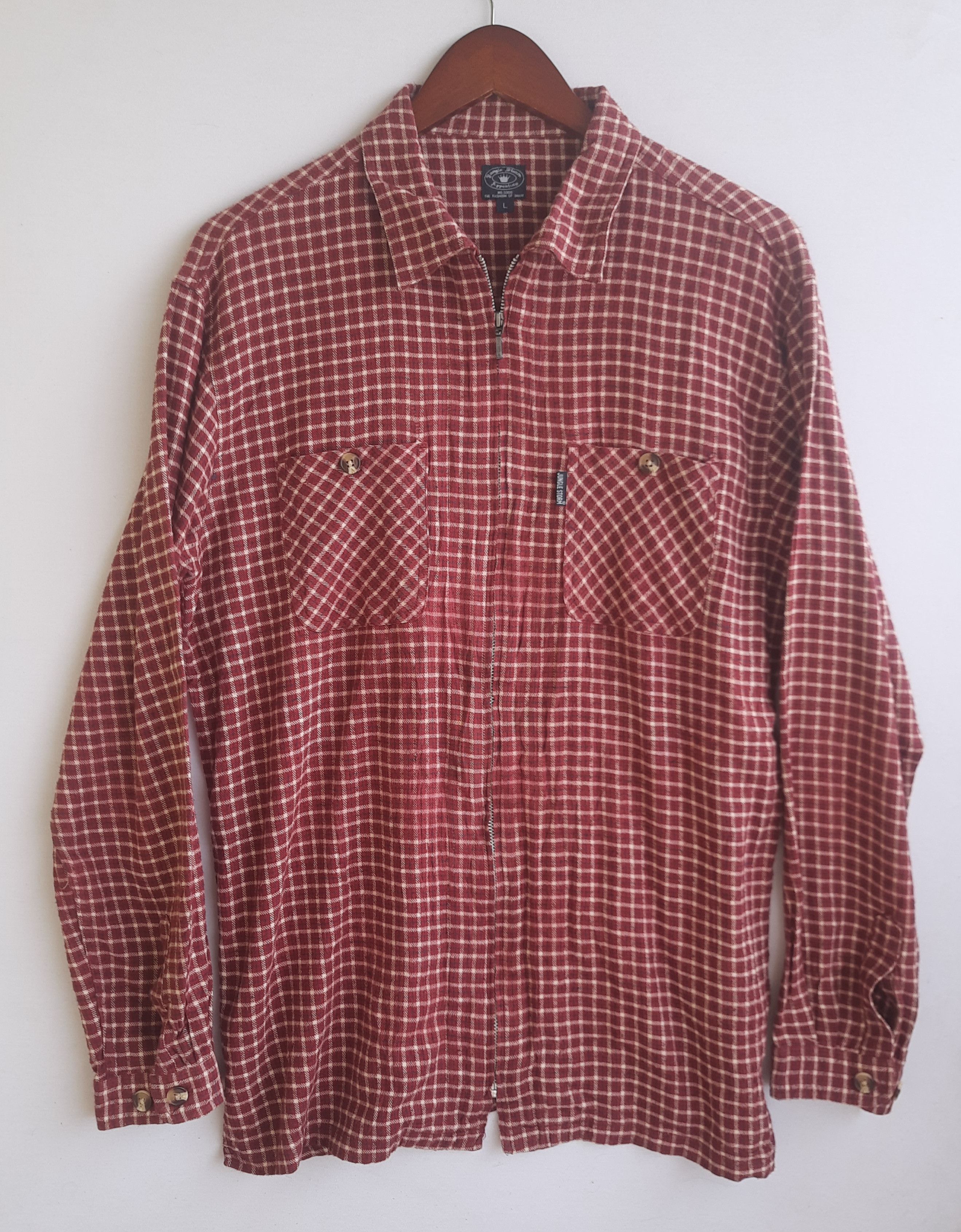 Japanese Brand Vintage Jungle Strom Plaid Flannel Zipper Size US L / EU 52-54 / 3 - 1 Thumbnail