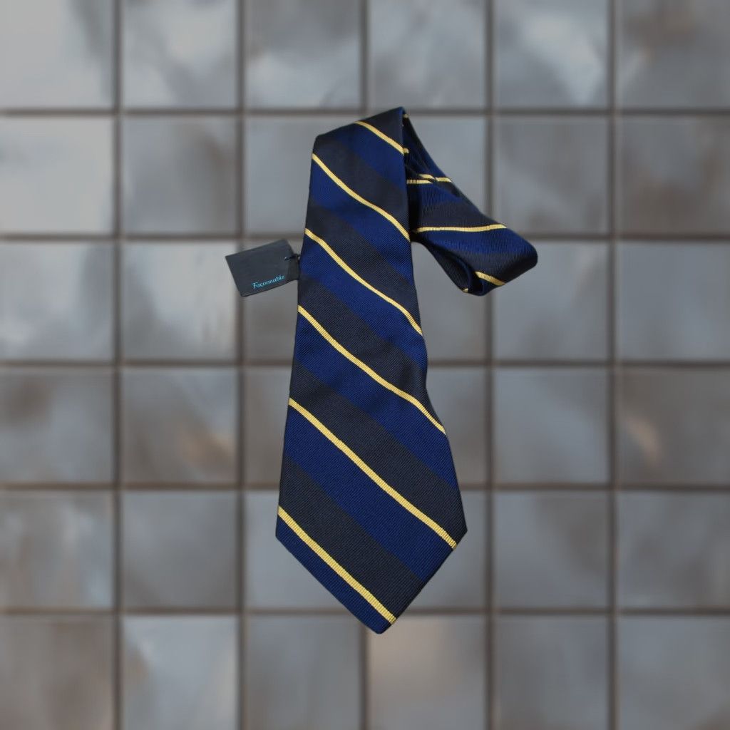 Faconnable Façonnable Men's Silk Neck Tie Blue Striped Luxury Made in Italy Classic Size ONE SIZE - 1 Thumbnail
