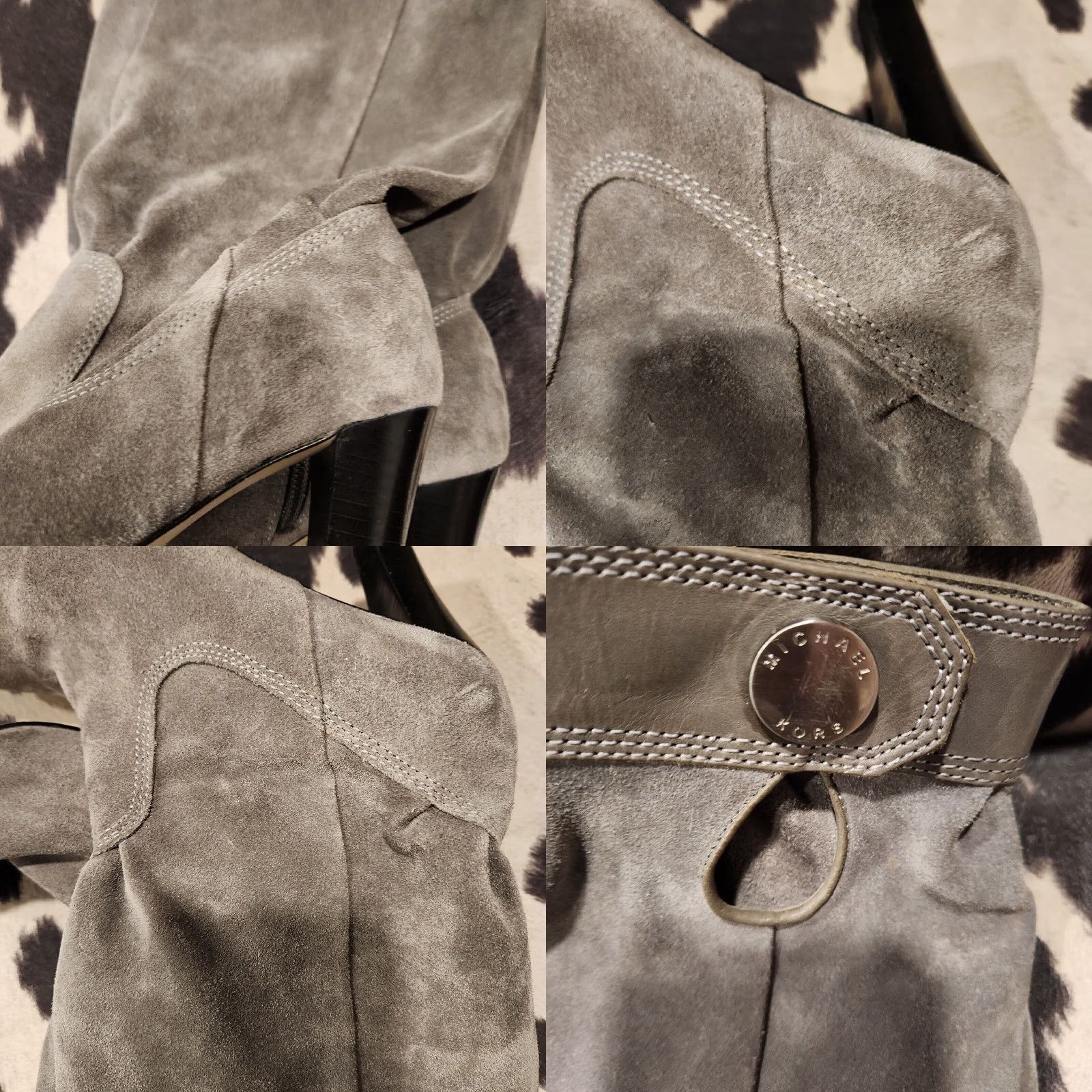 Michael Kors Michael Kors Gray Suede Slouchy Knee High Boots Side Zip Block Heel Womens 9 M Size US 9 / IT 39 - 10 Thumbnail