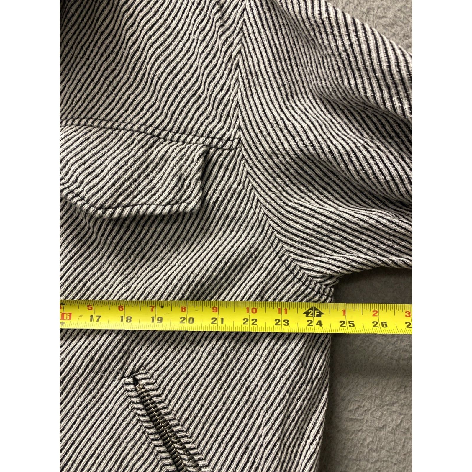 Free People Free People Jacket Zip Coat Womens L Black White Striped Cotton / Size L / US 10 / IT 46 - 5 Thumbnail