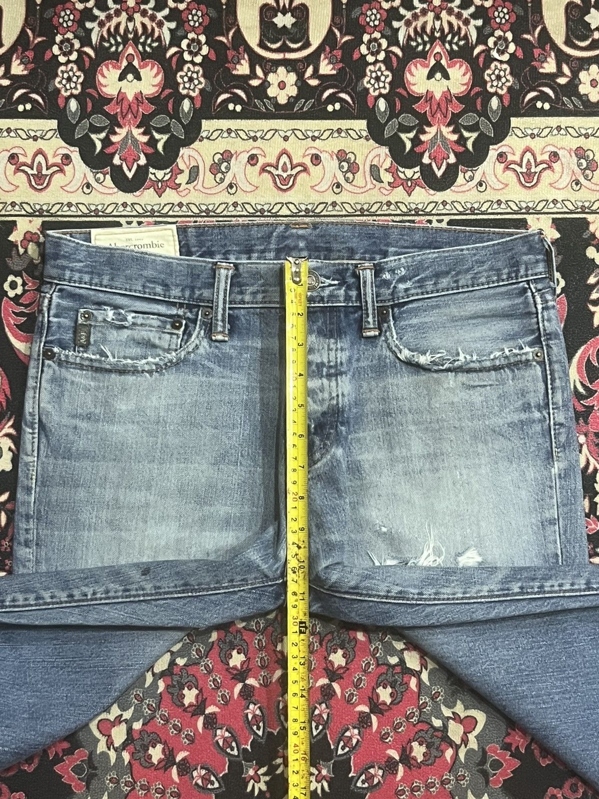 Abercrombie & Fitch Abercrombie & Fitch Light Blue Distressed Slim Straight Jean Size US 31 - 15 Thumbnail