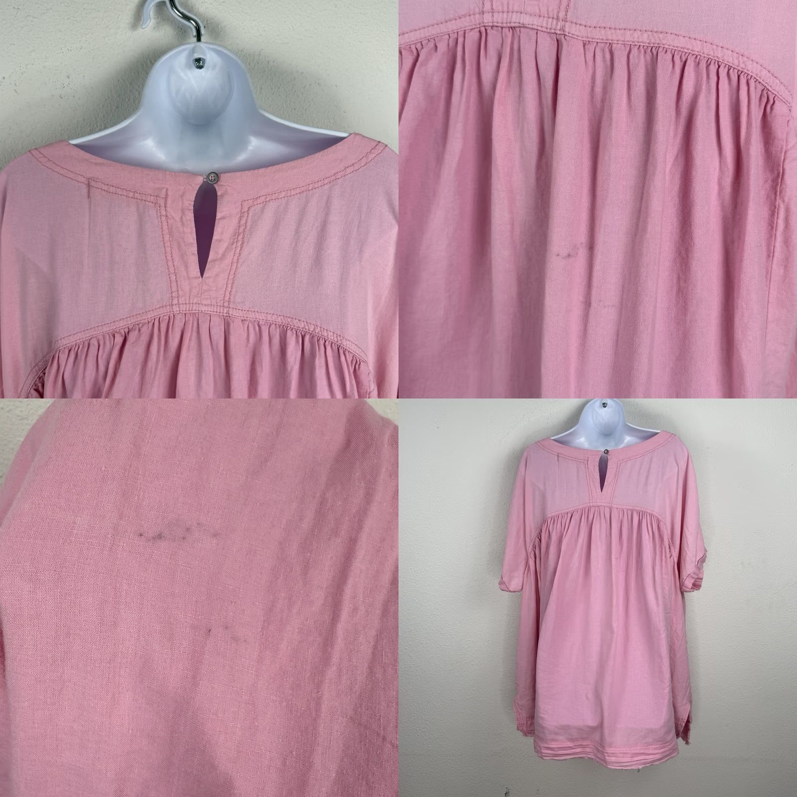 Vintage We The Free Moon City Oversized Slouchy Top Linen Blend Shirt Pink Size S Size S / US 4 / IT 40 - 9 Thumbnail