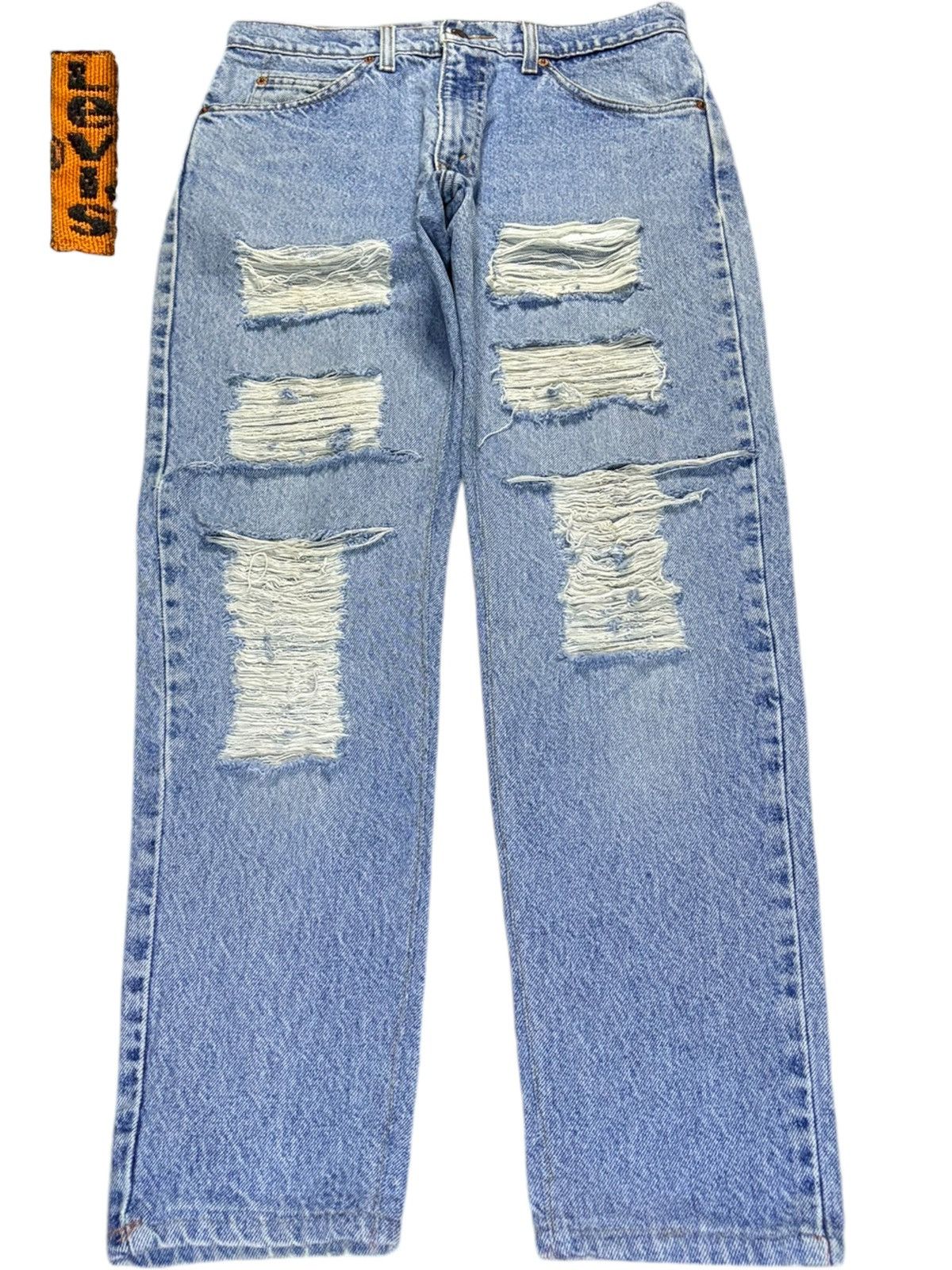 Levi's Vintage 90s Levis 550 Orange Tab Blue Wash Distressed Jeans Size US 30 / EU 46 - 1 Thumbnail