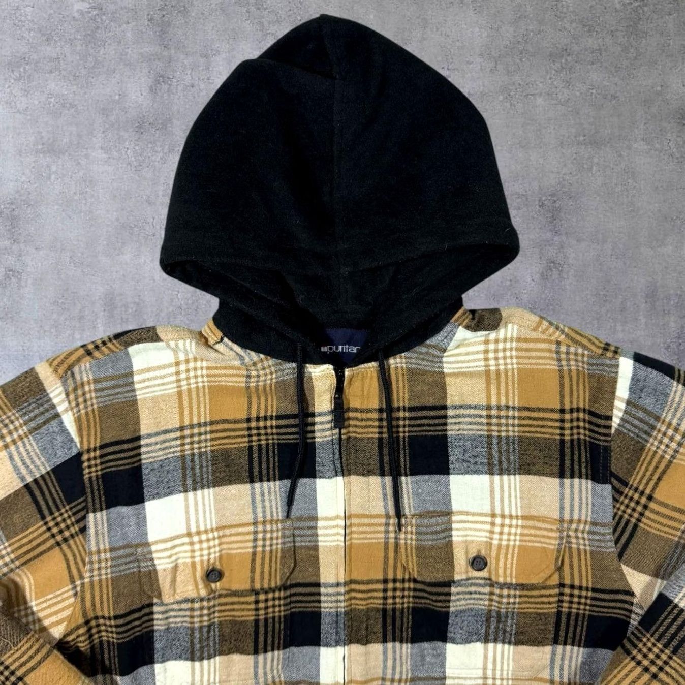 Vintage VINTAGE Puritan Plaid Check Flannel Hooded Padded Zip Shirt Jacket Large XL Brown Check Mens Size US L / EU 52-54 / 3 - 4 Thumbnail