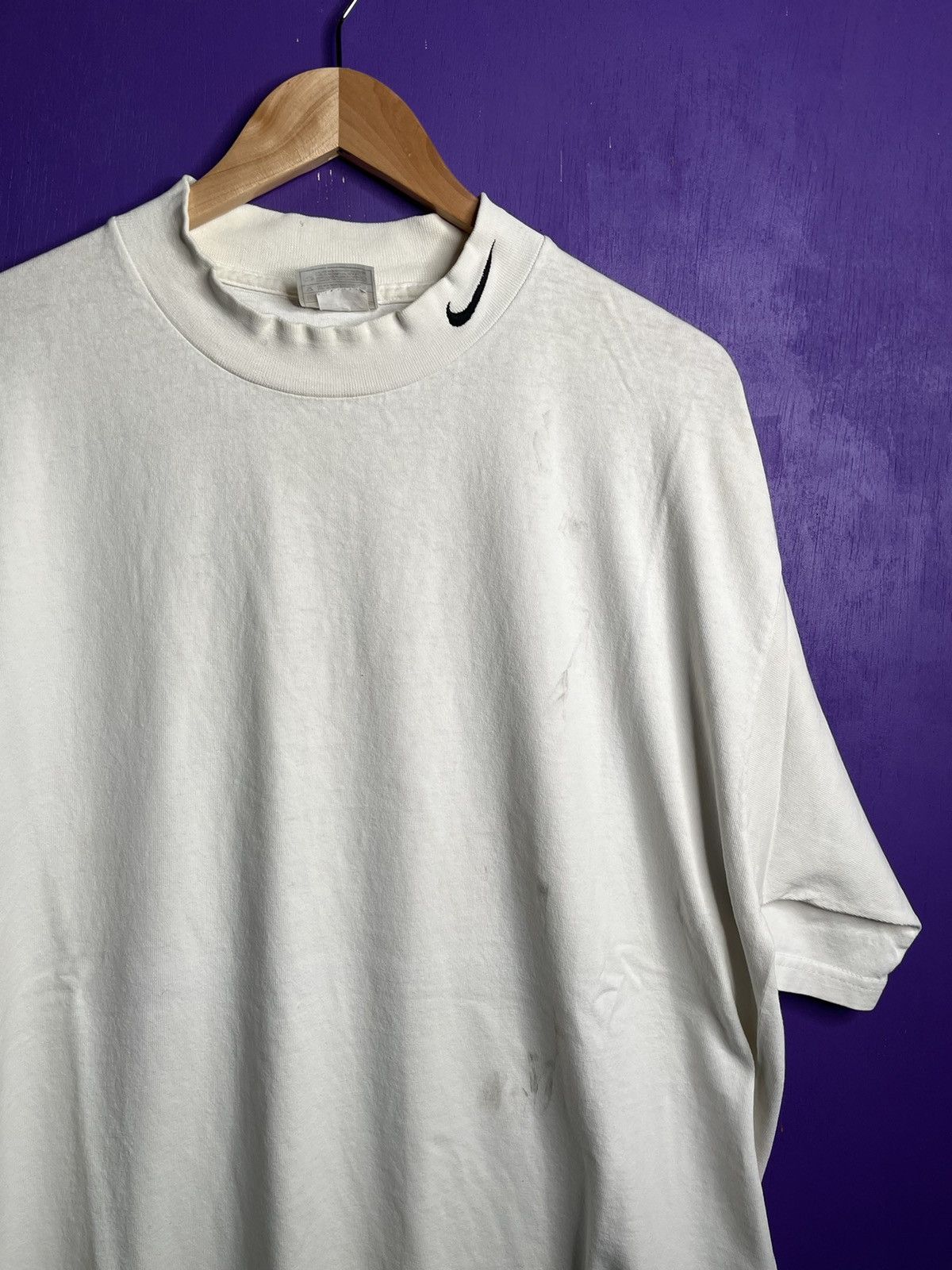 Nike × Vintage Vintage 90s Nike mockneck logo t-shirt Size US XL / EU 56 / 4 - 3 Thumbnail