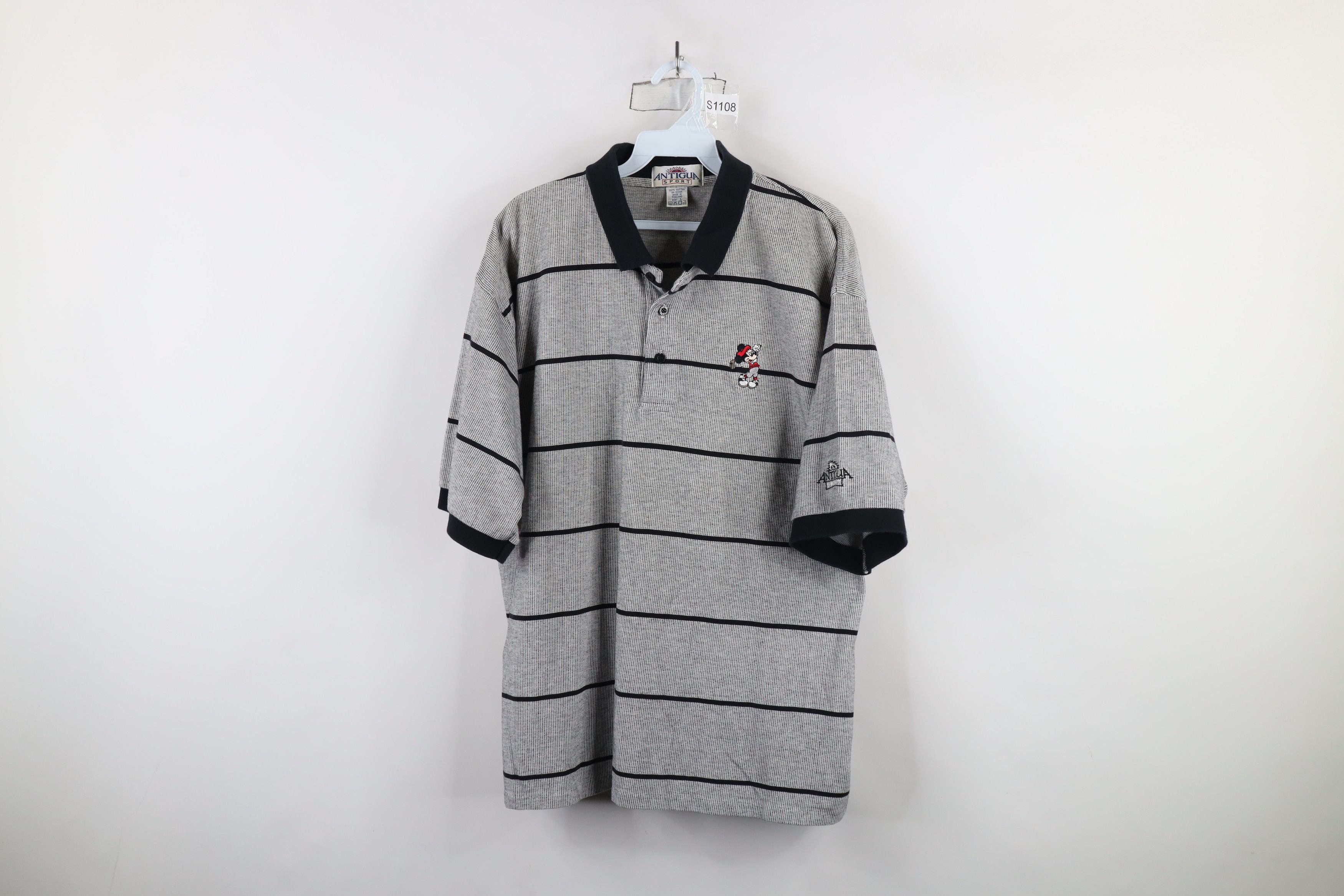 Vintage Vintage 90s Disney Striped Knit Mickey Mouse Golf Polo Shirt Size US L / EU 52-54 / 3 - 1 Thumbnail