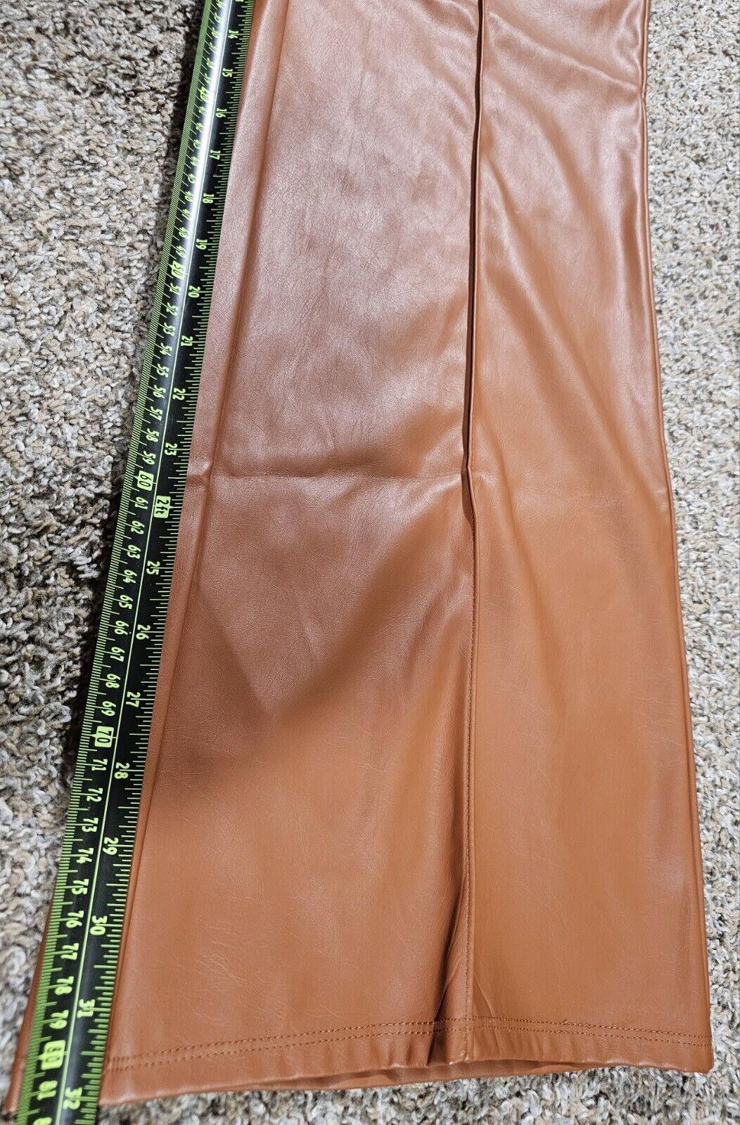 Designer Wild Fable Pants 14 Faux Leather High Rise Flare Seamed NWT Size 36" / US 14 / IT 50 - 6 Thumbnail