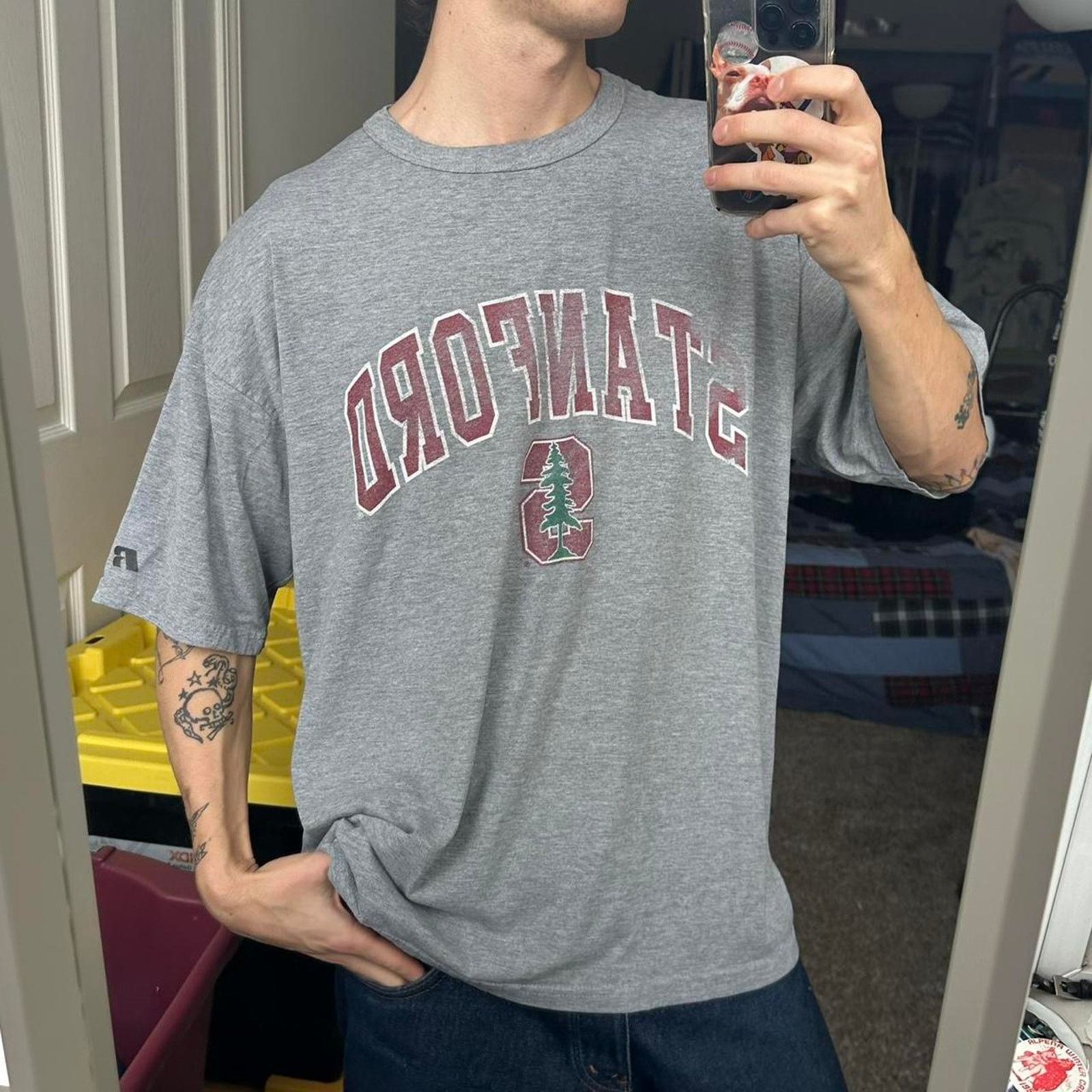 Russell Athletic × Vintage Vintage 00s Russell Stanford College Cotton Jersey Shirt Size US XL / EU 56 / 4 - 2 Thumbnail
