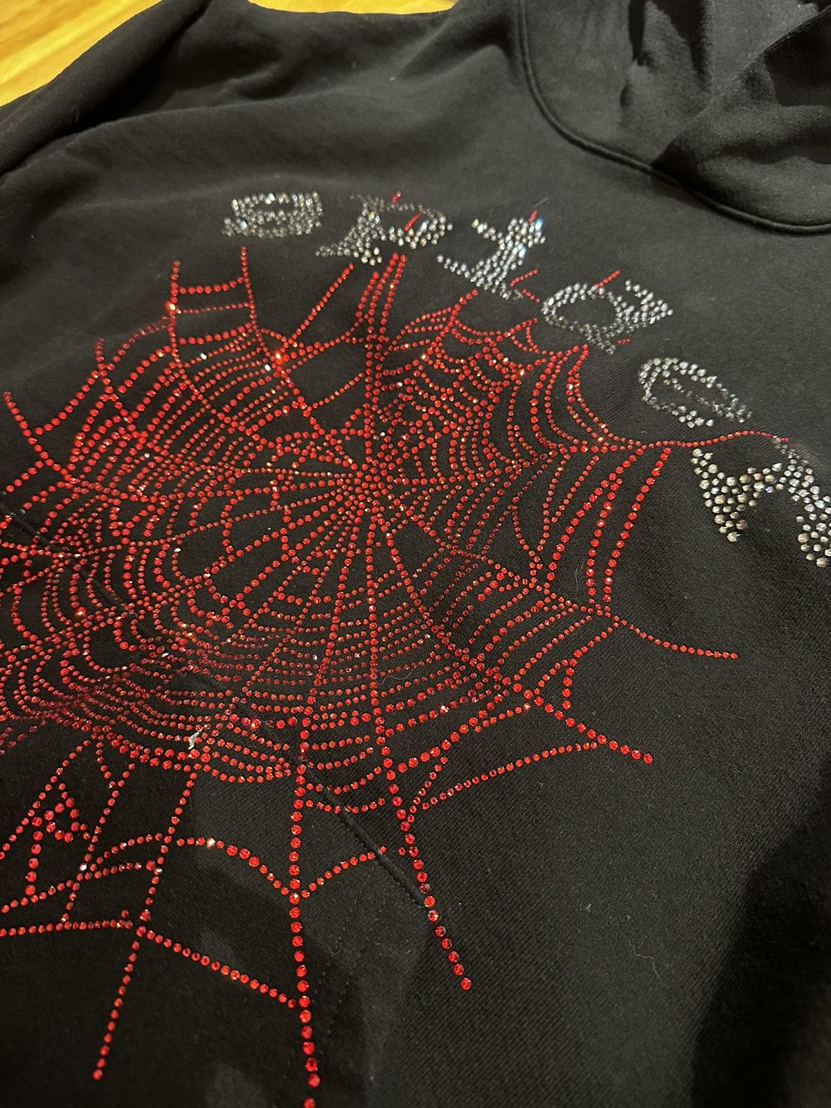 Spider Worldwide Spider worldwide web rhinestone OG sp5der hoodie | Grailed