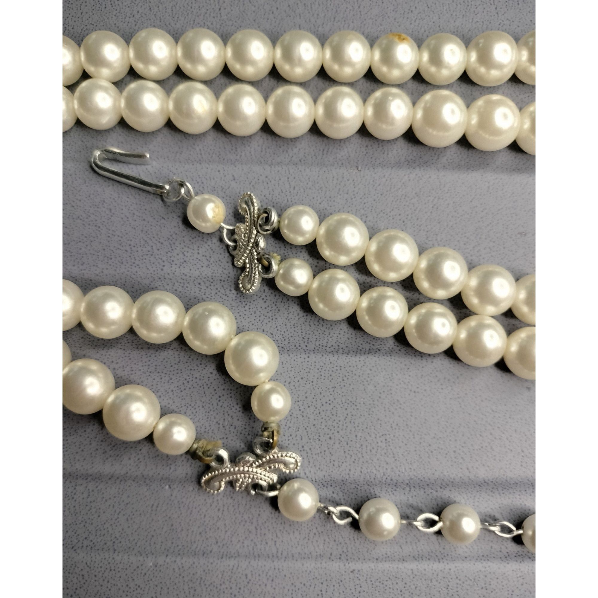 Vintage Vintage Double Strand Faux Pearl Necklace Eggshell Off White Size ONE SIZE - 15 Thumbnail