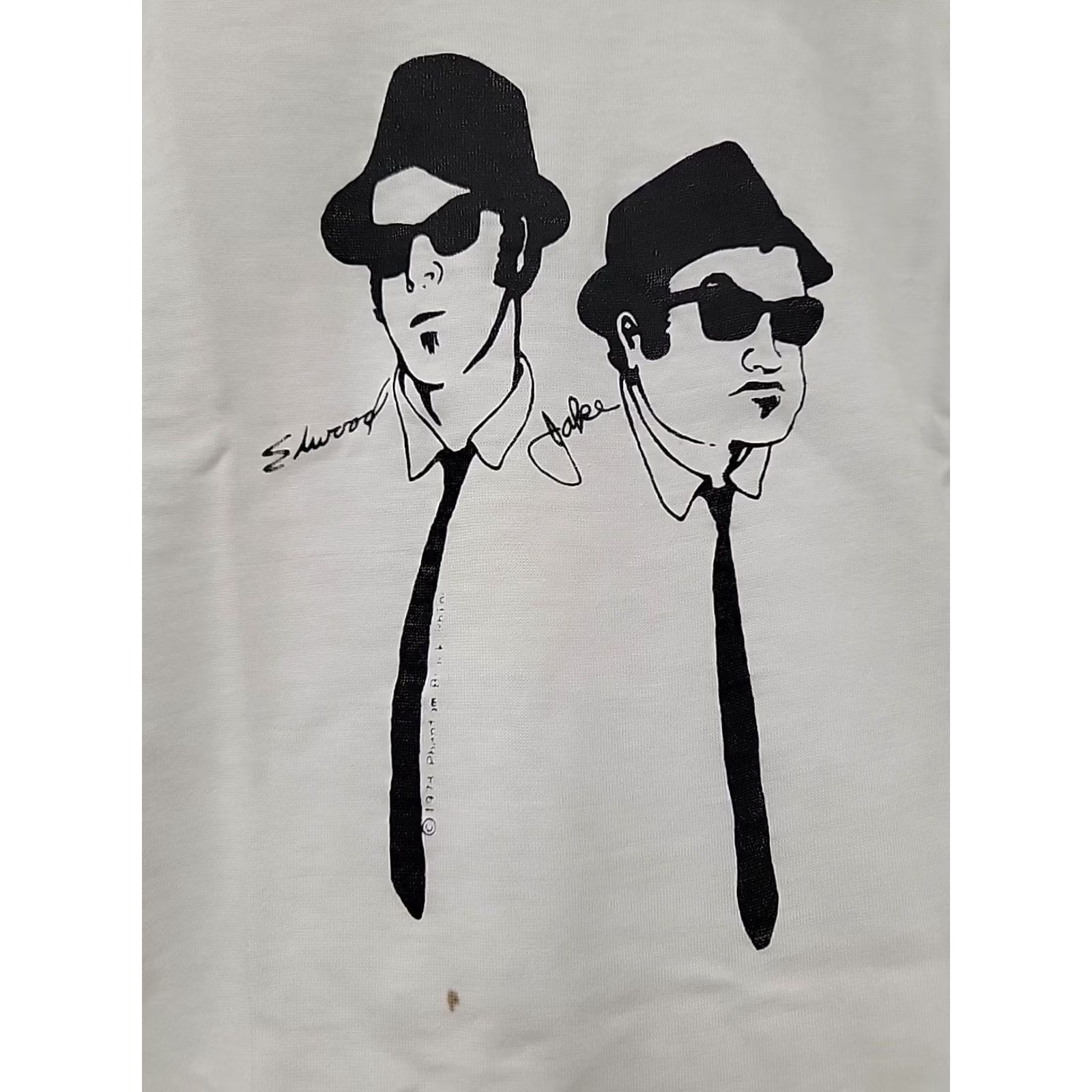 Elwood VINTAGE Blues Brothers T-Shirt Mens Small Movie Shirt White 70s Jake & Elwood NSFW? Size US S / EU 44-46 / 1 - 2 Thumbnail