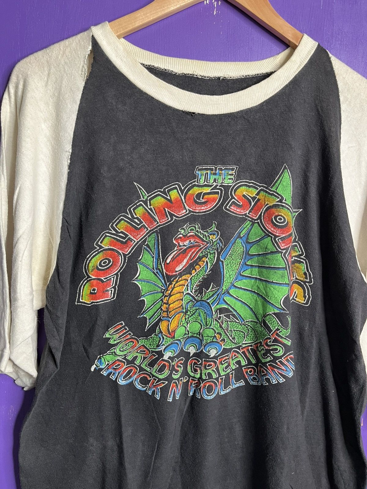 Band Tees × Vintage Vintage 80s Rolling stones greatest rock n roll band raglan Size US M / EU 48-50 / 2 - 3 Thumbnail