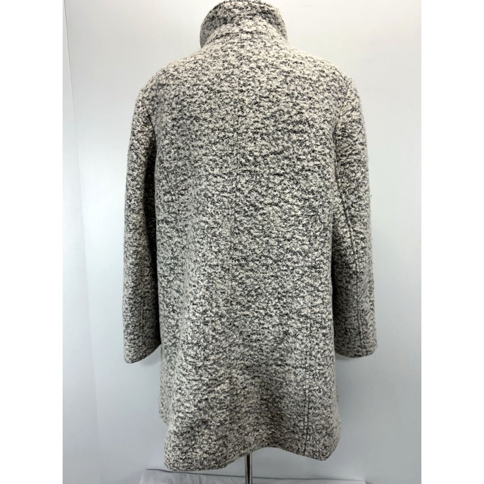 Loft LOFT Coat Wool Blend Marled Boucle Funnel Neck Full Zip Mid-Length Womens 18 Grey Size XXL / US 16-18 / IT 52-54 - 3 Thumbnail