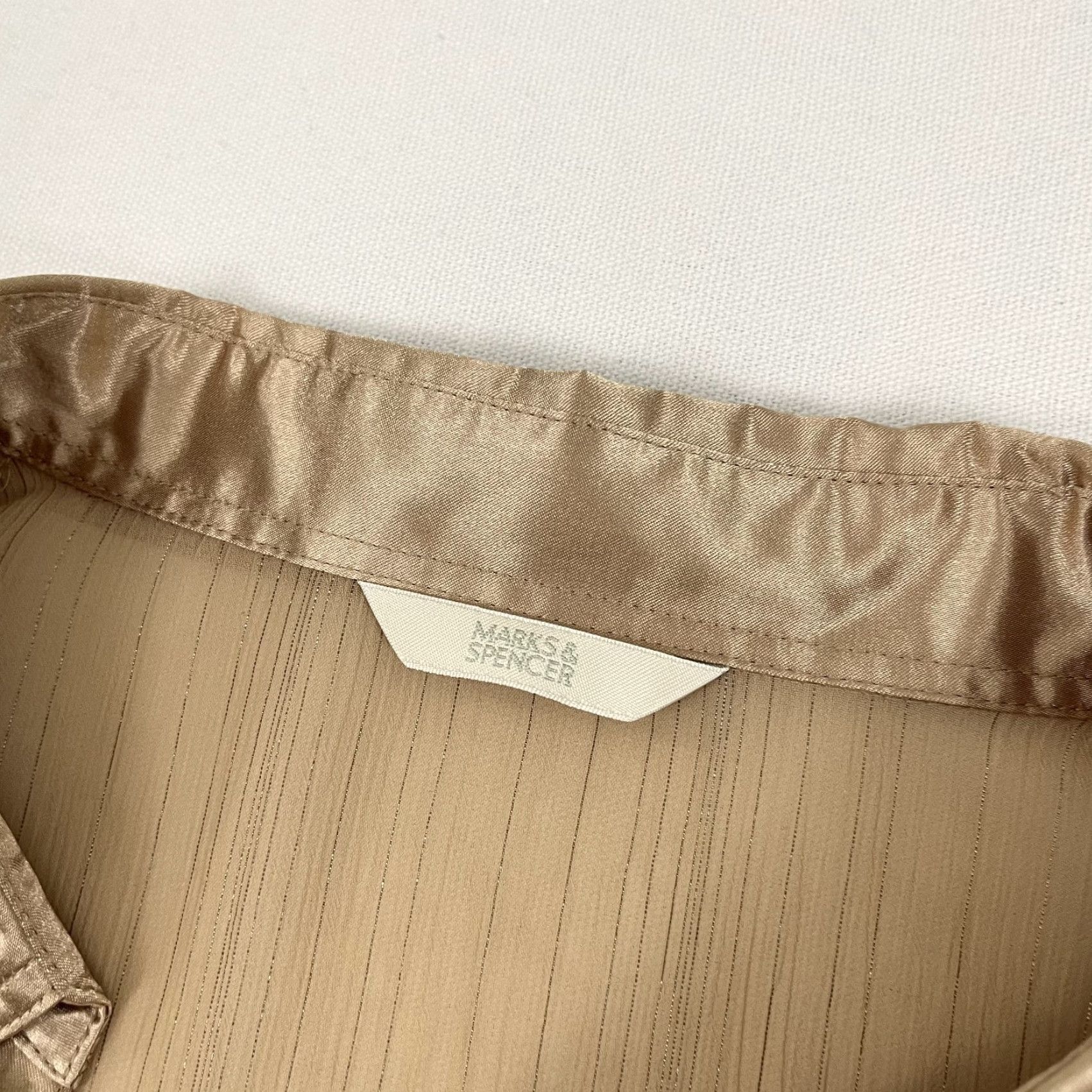 Marks & Spencer Marks & Spencer Set W/ Shirt & Tank Top Women UK 22 Gold Shimmer Statement Sheer Shirt Size 3XL / US 20-22 - 2 Thumbnail