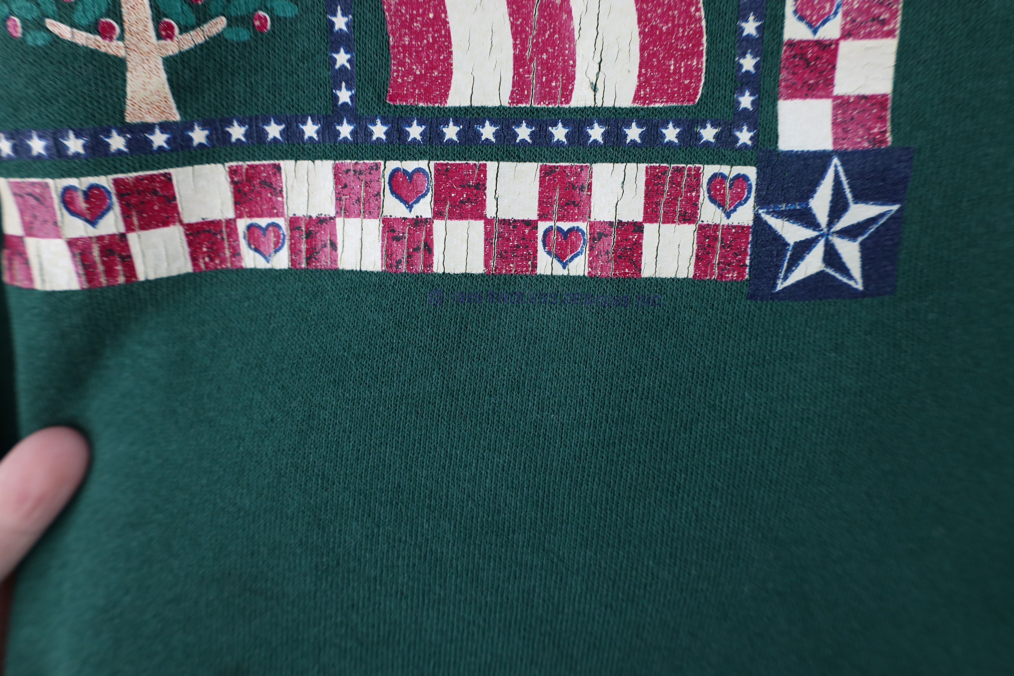 Vintage Vintage 90s Streetwear Flag Bear Sweatshirt Green USA Size XL / US 12-14 / IT 48-50 - 5 Thumbnail