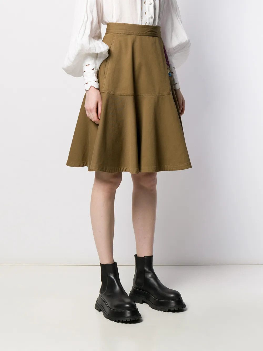 Valentino o1y0326 Midi Skirt in Khaki Size 32" / US 10 / IT 46 - 3 Thumbnail