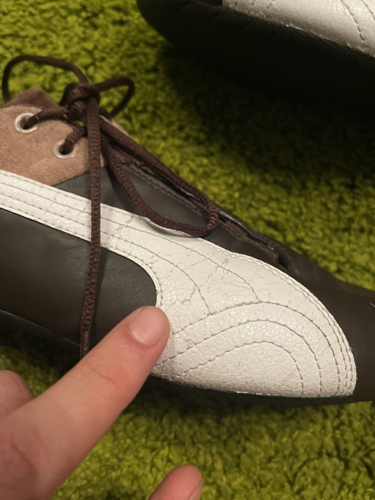 Designer × Puma × Vintage Puma 2000s vintage real leather Y2K assymetric sneakers Size US 9 / EU 42 - 4 Thumbnail