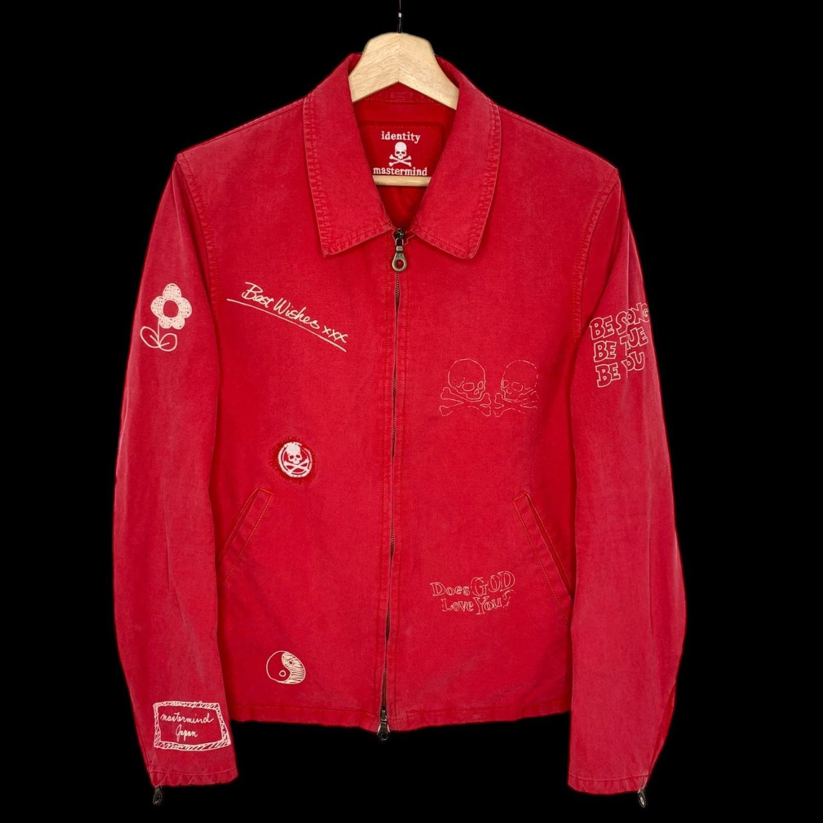 image of Mastermind Japan Ss12 “Identity” Zip Up Jacket (Red), Men's (Size Medium)