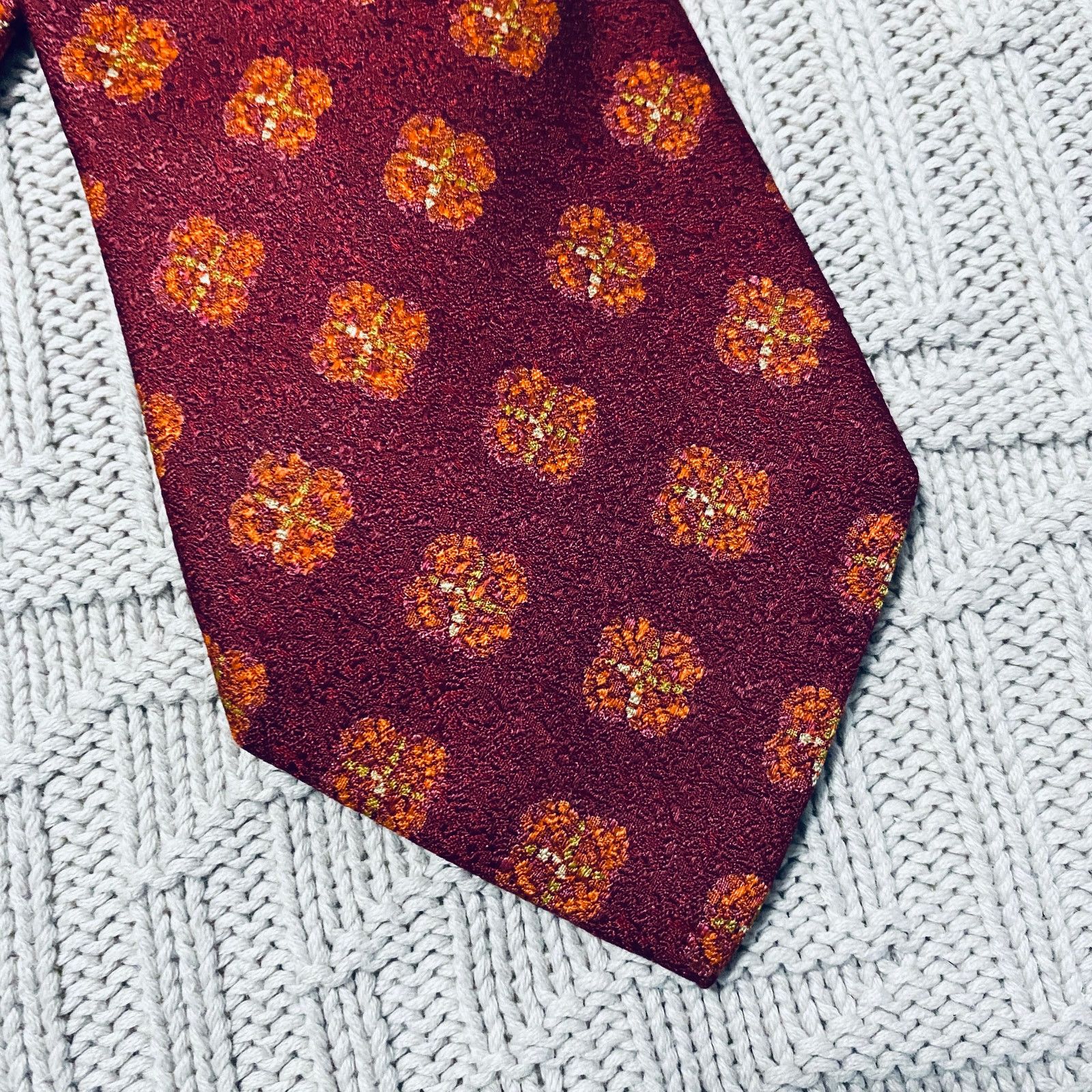 Ermenegildo Zegna Ermenegildo Zegna maroon pattern silk tie Size ONE SIZE - 2 Thumbnail