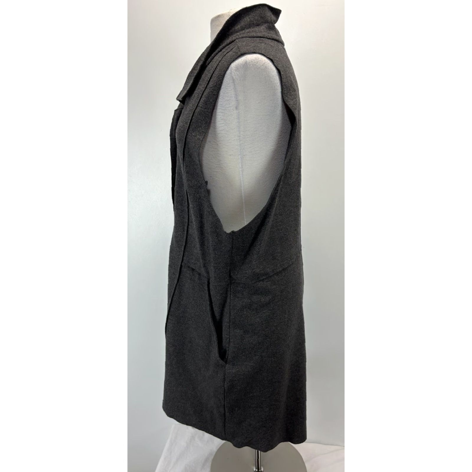 Habitat Habitat Vest XL Women’s Gray Lagenlook Snaps Pockets Mid-Length Sleeveless Felted Style Size XL / US 12-14 / IT 48-50 - 2 Thumbnail