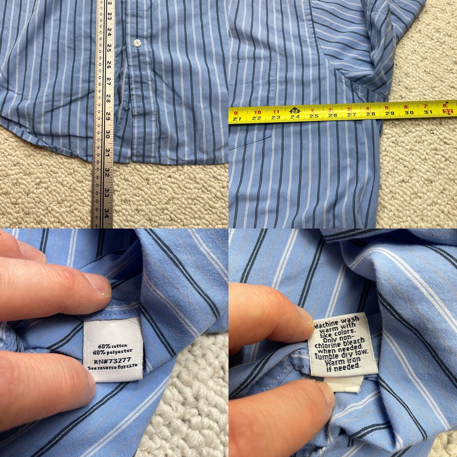 Croft & Barrow VINTAGE Croft & Barrow Easy Care Shirt Mens 2XL Blue Striped Short Sleeve Pocket Collar Size US XXL / EU 58 / 5 - 8 Thumbnail