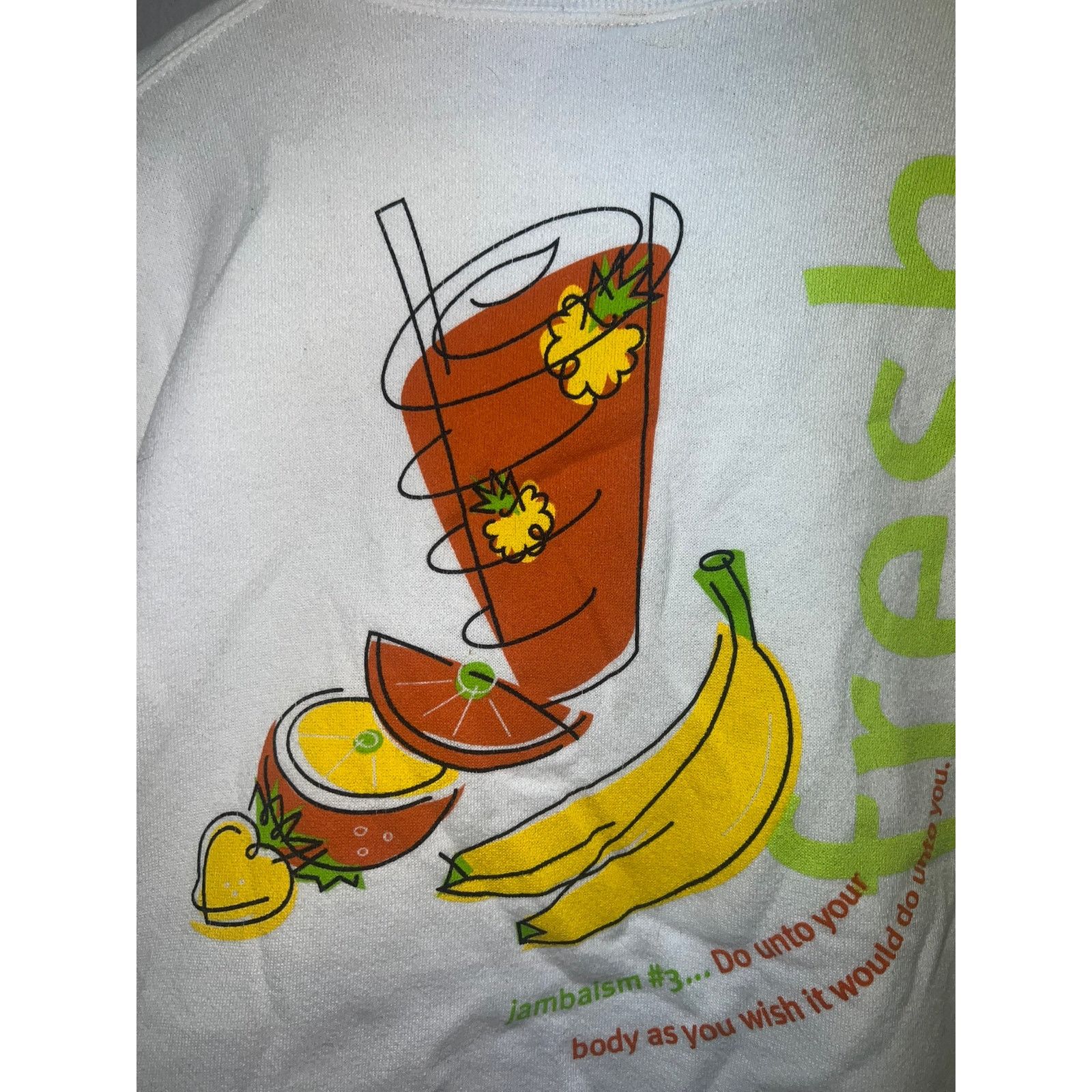 Vintage Vintage Jamba Juice Sweatshirt Natural Crewneck Yellowed 2XL Size US XXL / EU 58 / 5 - 9 Thumbnail