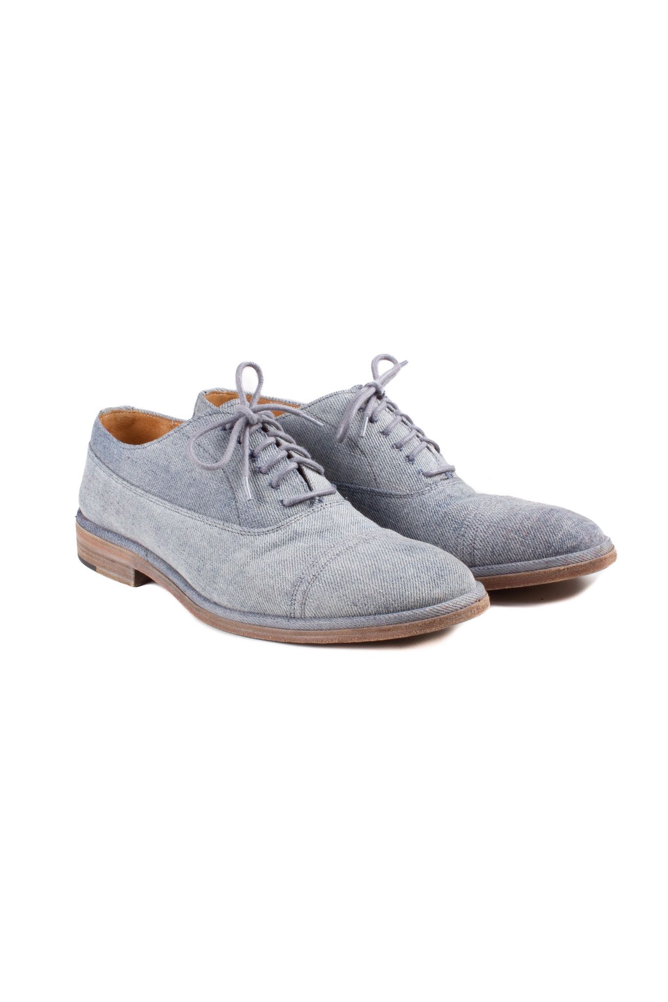 image of Maison Margiela Light Blue Denim Cover Oxford Shoes in Light Denim, Women's (Size 7)