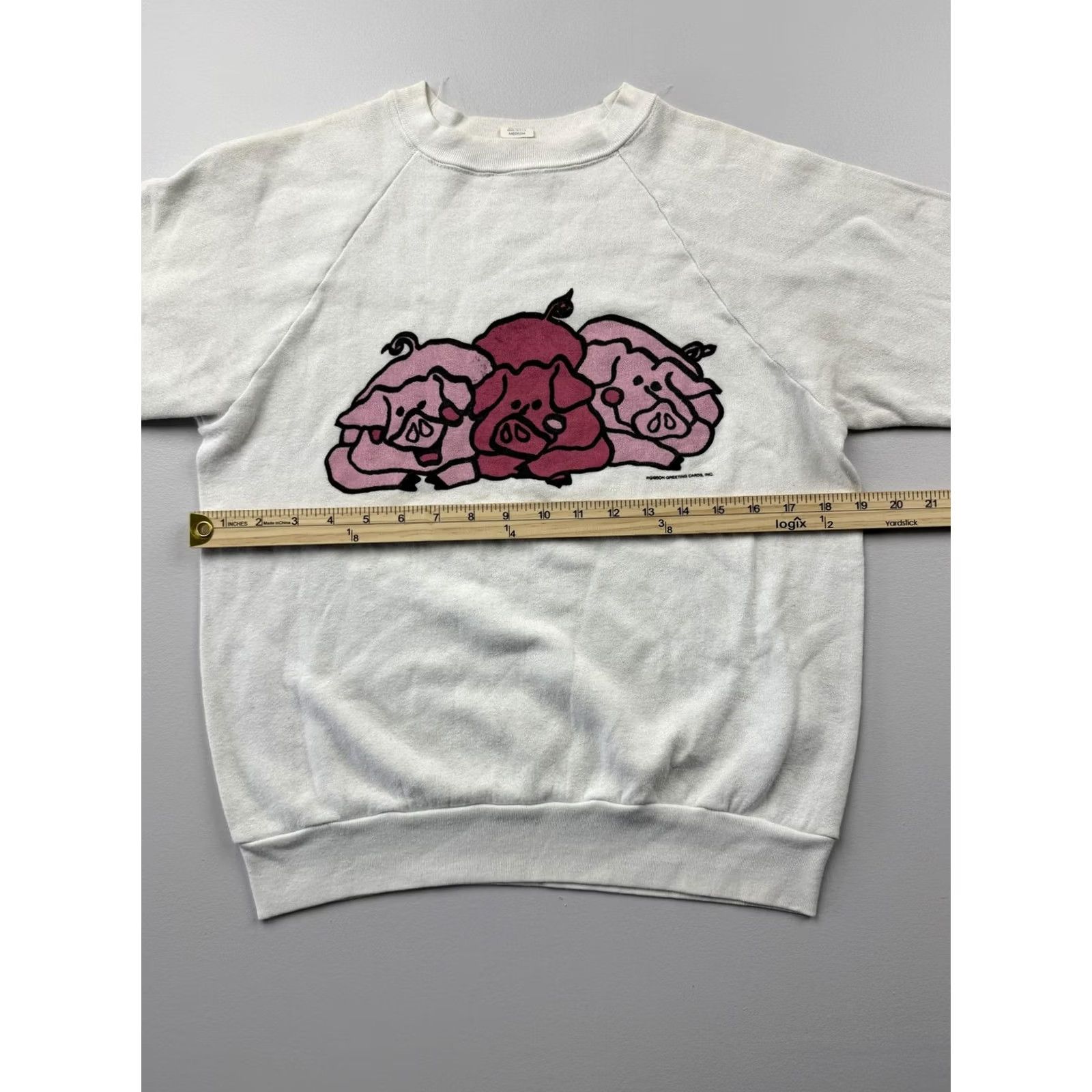 Vintage VINTAGE Sweatshirt Womens M White Pig Cartoon Fleece Crewneck VTG USA Regular Raglan Sleeve Cotton Polyester Graphic Print Size M / US 6-8 / IT 42-44 - 5 Thumbnail