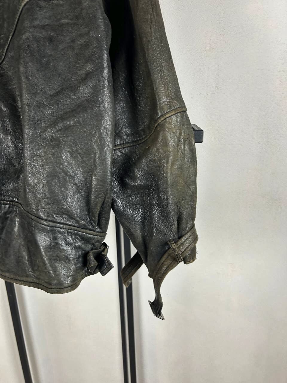 Japanese Brand Washed Japanes Cropped Boxy Leather Jacket Asymmetrical ZIP Size US L / EU 52-54 / 3 - 8 Thumbnail