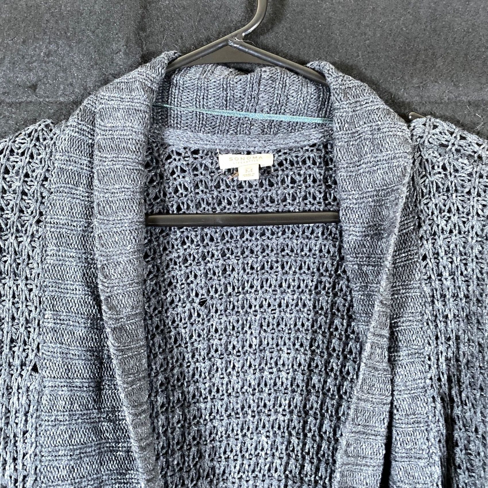 Vintage Sonoma Womens Cardigan Gray Open Knit Long Sleeve Cotton Blend M Shirt Size M / US 6-8 / IT 42-44 - 2 Thumbnail