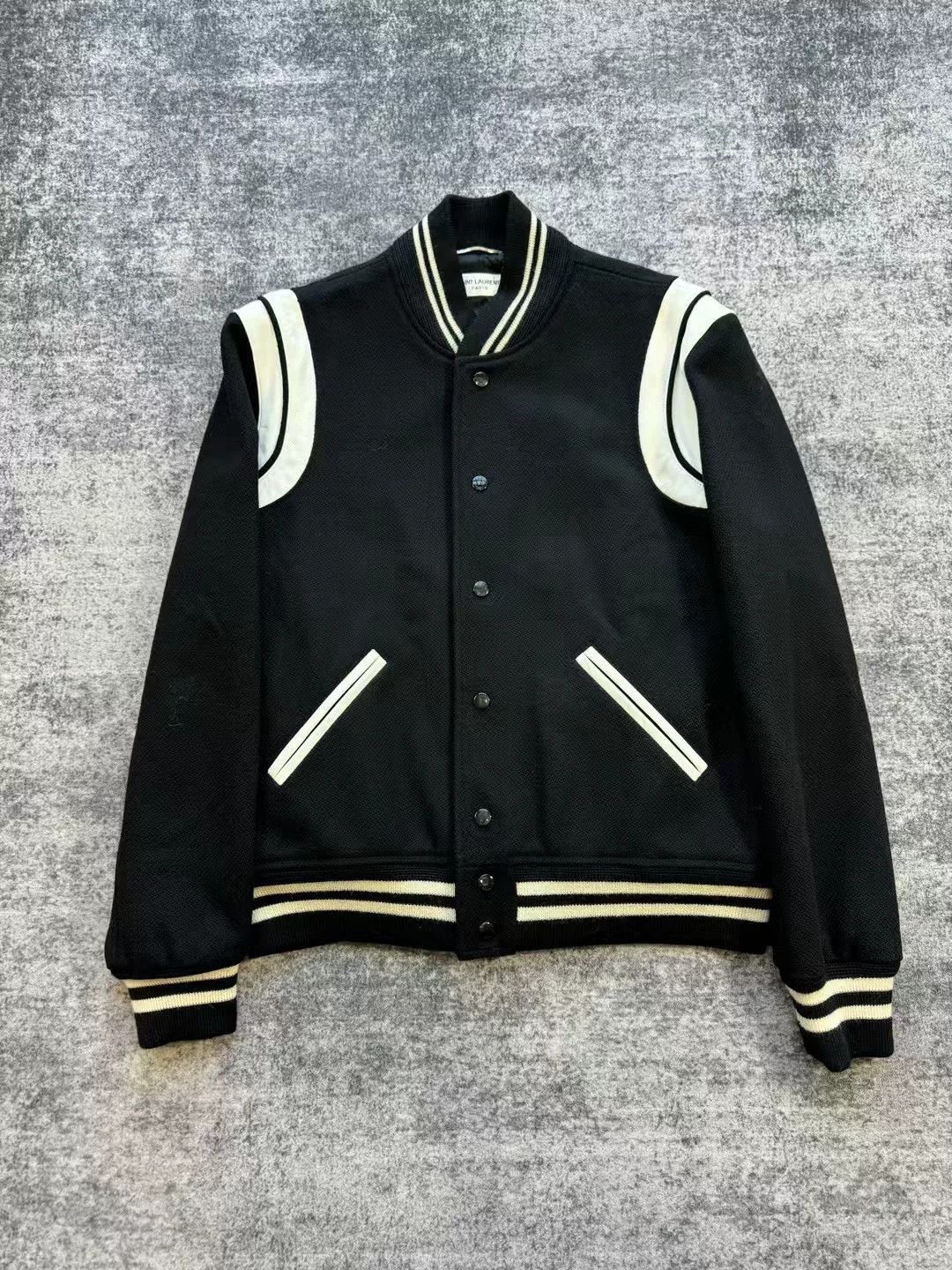 Saint Laurent Paris Saint Laurent Black White Varsity Jacket Size US M / EU 48-50 / 2 - 1 Thumbnail
