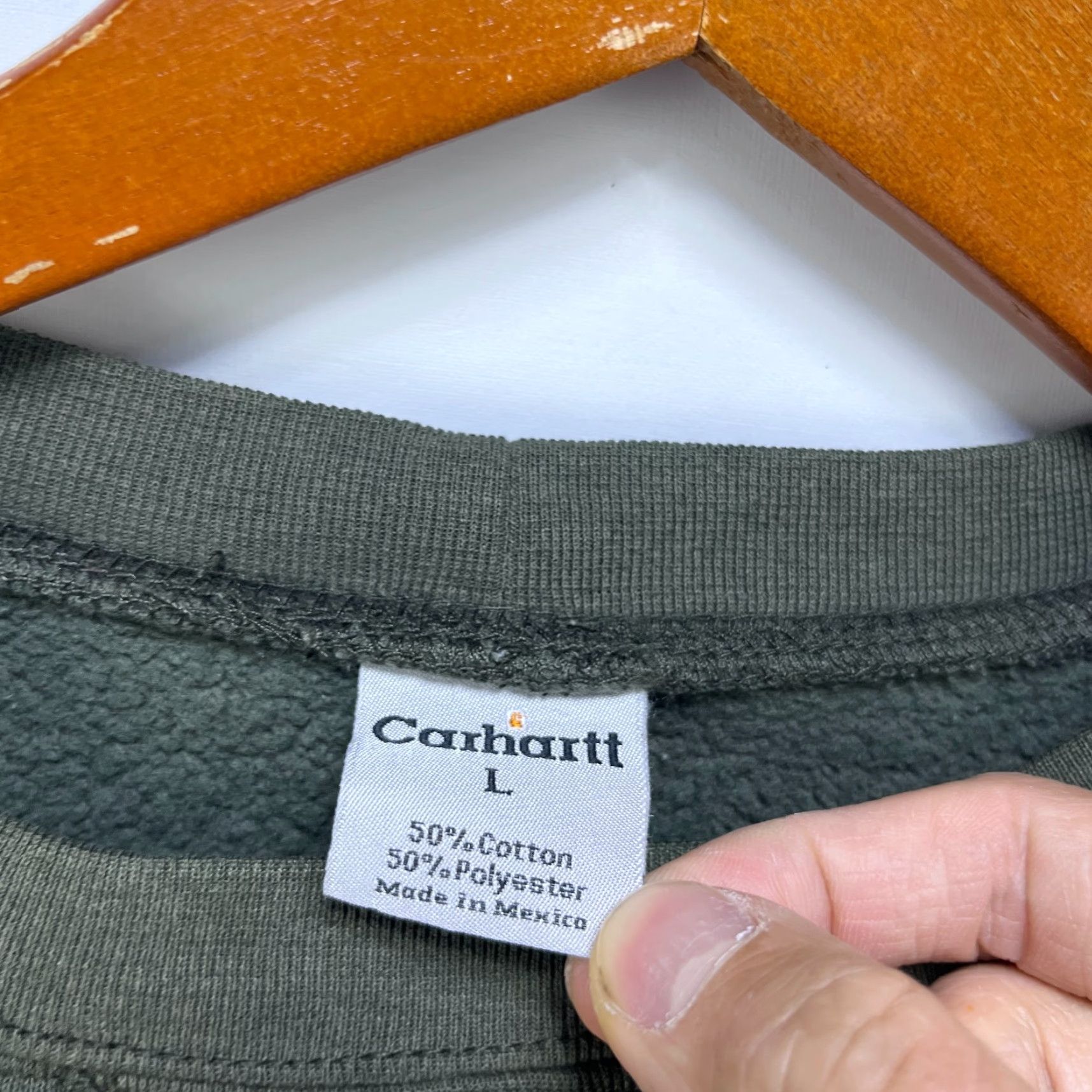 Carhartt VINTAGE Carhartt Sweatshirt 90s Solid Olive Green L Mens Pullover Crew Neck Long Sleeve Cotton Fleece Logo Size US L / EU 52-54 / 3 - 4 Thumbnail