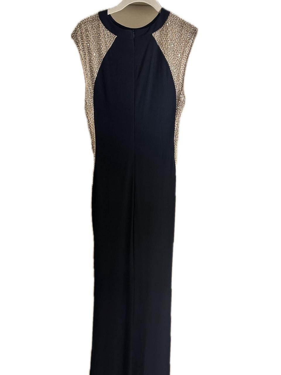 Other XSCAPE Madison Navy Gown Nude Illusion Beaded Side Dress Size L / US 10 / IT 46 - 2 Thumbnail
