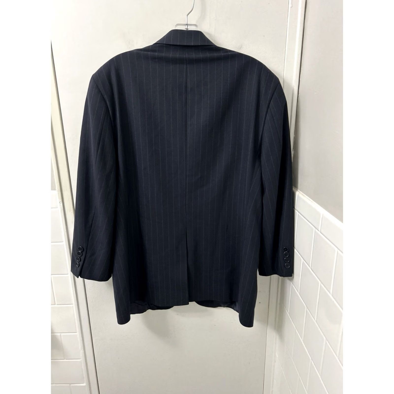 Brooks Brothers Brooks Brothers 346 Blazer Mens 42S Navy Pinstripe Wool Blend Stretch Jacket Blazer Size 42R - 6 Thumbnail