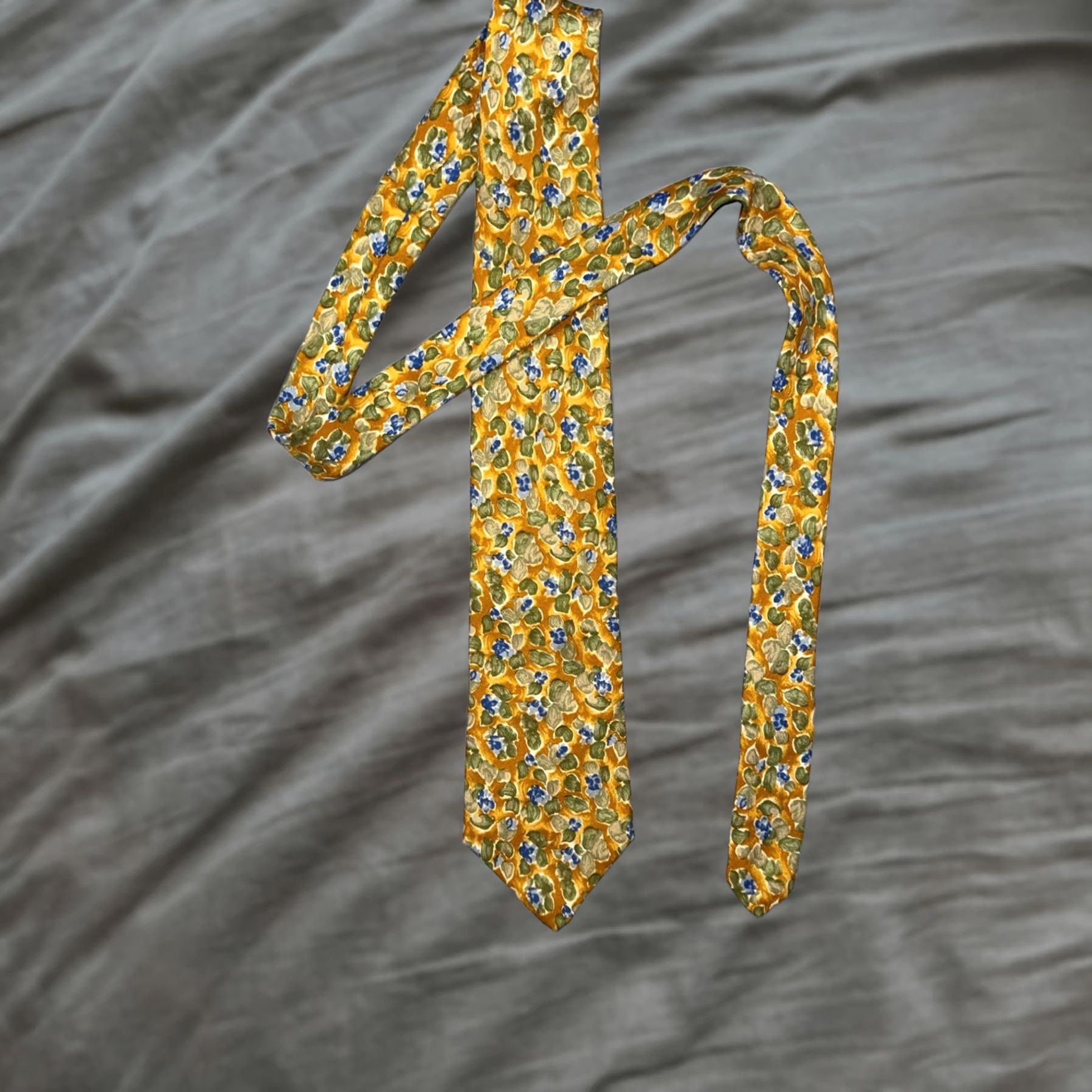 Brooks Brothers Brooks Brothers Makers Silk Floral Tie 3.75" Wide Yellow Blue Multicolor Mens Tie Size ONE SIZE - 1 Thumbnail