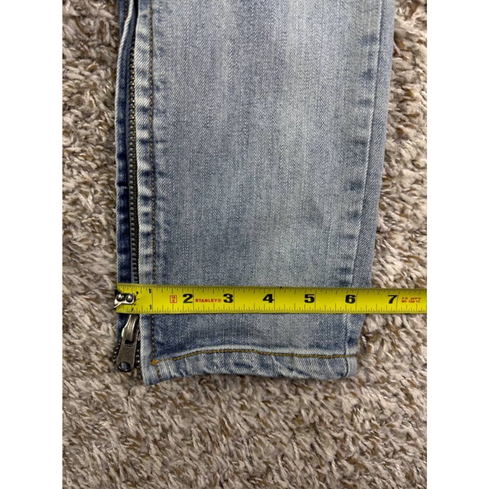 Denime Serenede Jeans Men Skinny Distressed Light Blue Zip Ankle Denim 36x32 Regular Inseam 32 Size US 36 / EU 52 - 5 Thumbnail