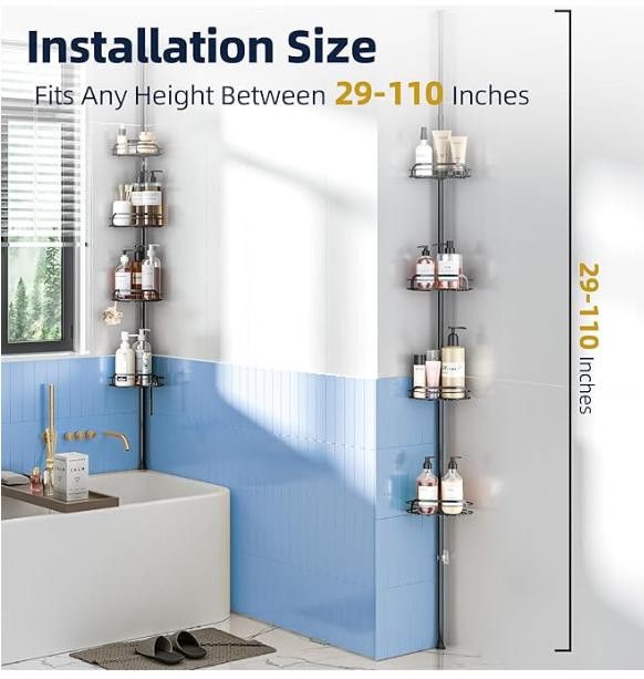 NBDN Nobrandedon Shower Caddy Tension, Fits 29-111 In Adjustable Rustproof Size ONE SIZE - 2 Thumbnail