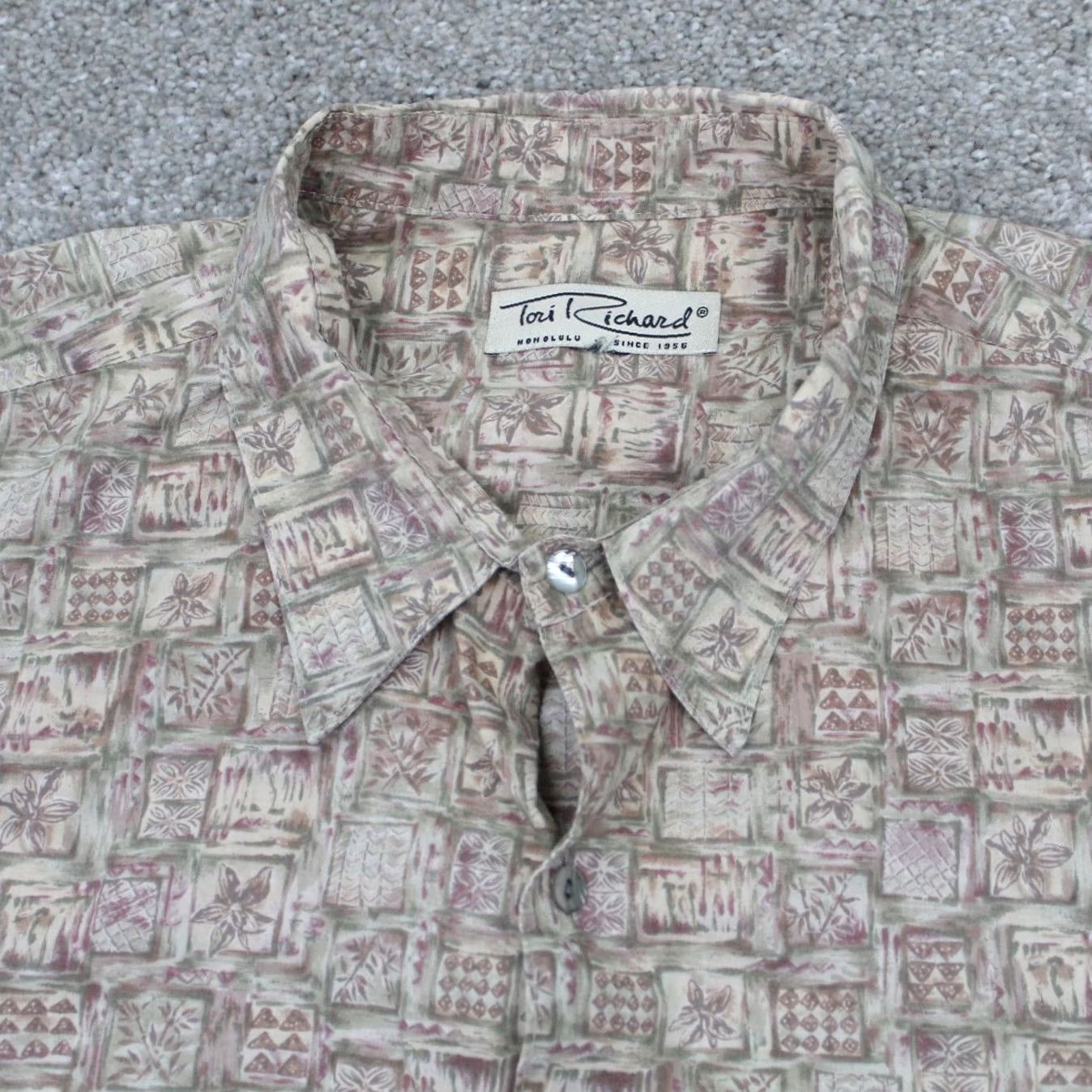 Tori Richard Tori Richard Shirt Adult 2XL XXL Beige Cotton Lawn Short Sleeve Button Up Size US XXL / EU 58 / 5 - 5 Thumbnail