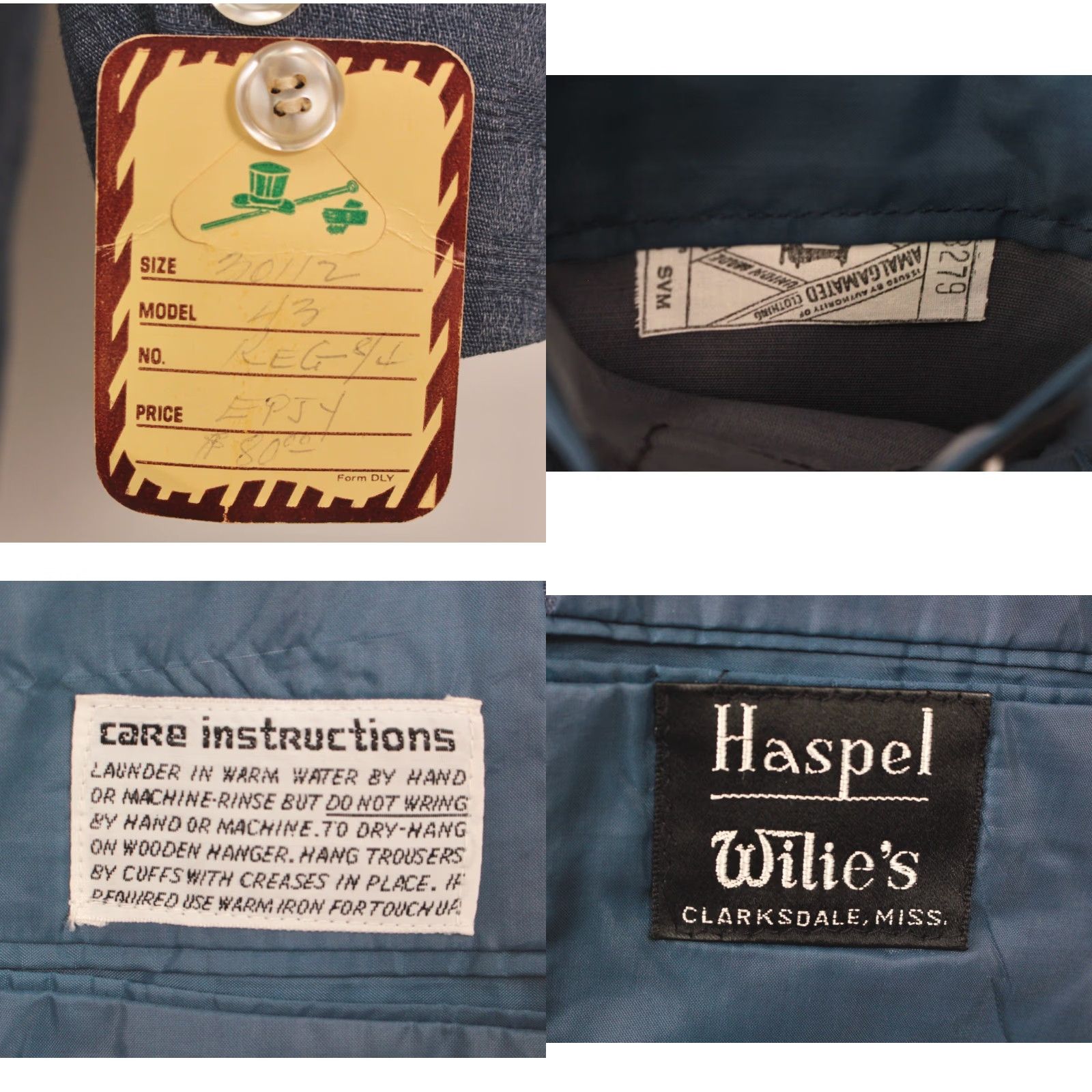 Vintage VINTAGE Haspel Leisure Suit Blue 70s 2 PC Mens Sz 43W38 Polyester Cotton 1970s Disco Size 46R - 9 Thumbnail