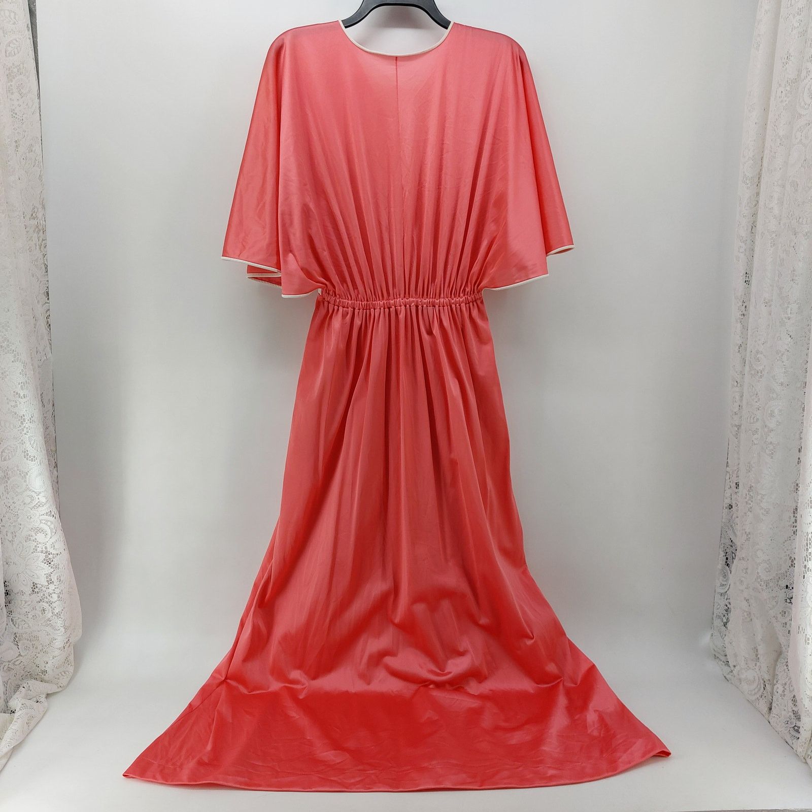 Vintage Vintage Coral Robe Long Drawstring Glam Elegant Wing Sleeves Size S / US 4 / IT 40 - 15 Thumbnail