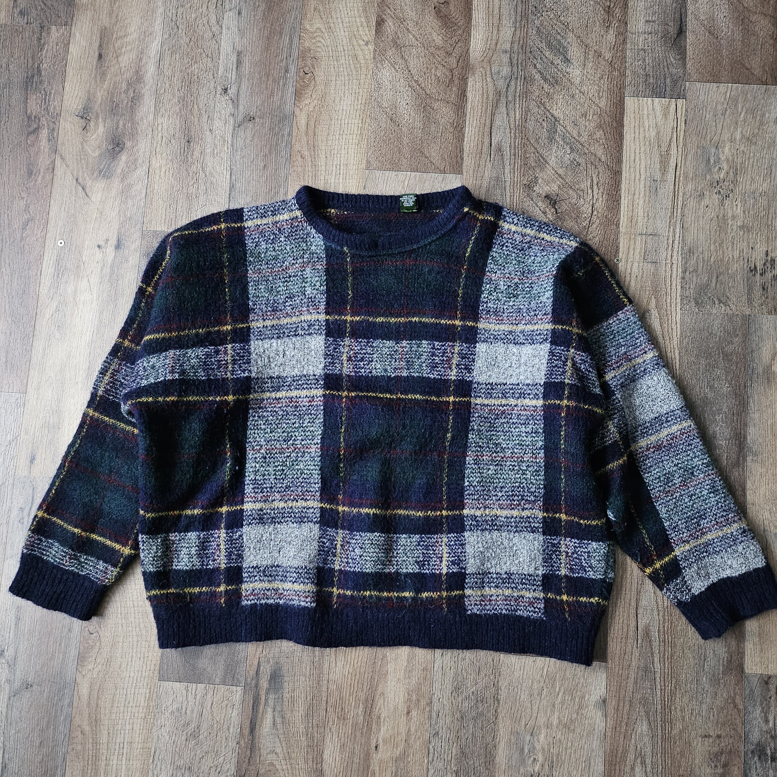 Vintage Vintage 1990s Knit Checker Knit Crewneck Sweater Italy Size M / US 6-8 / IT 42-44 - 3 Thumbnail