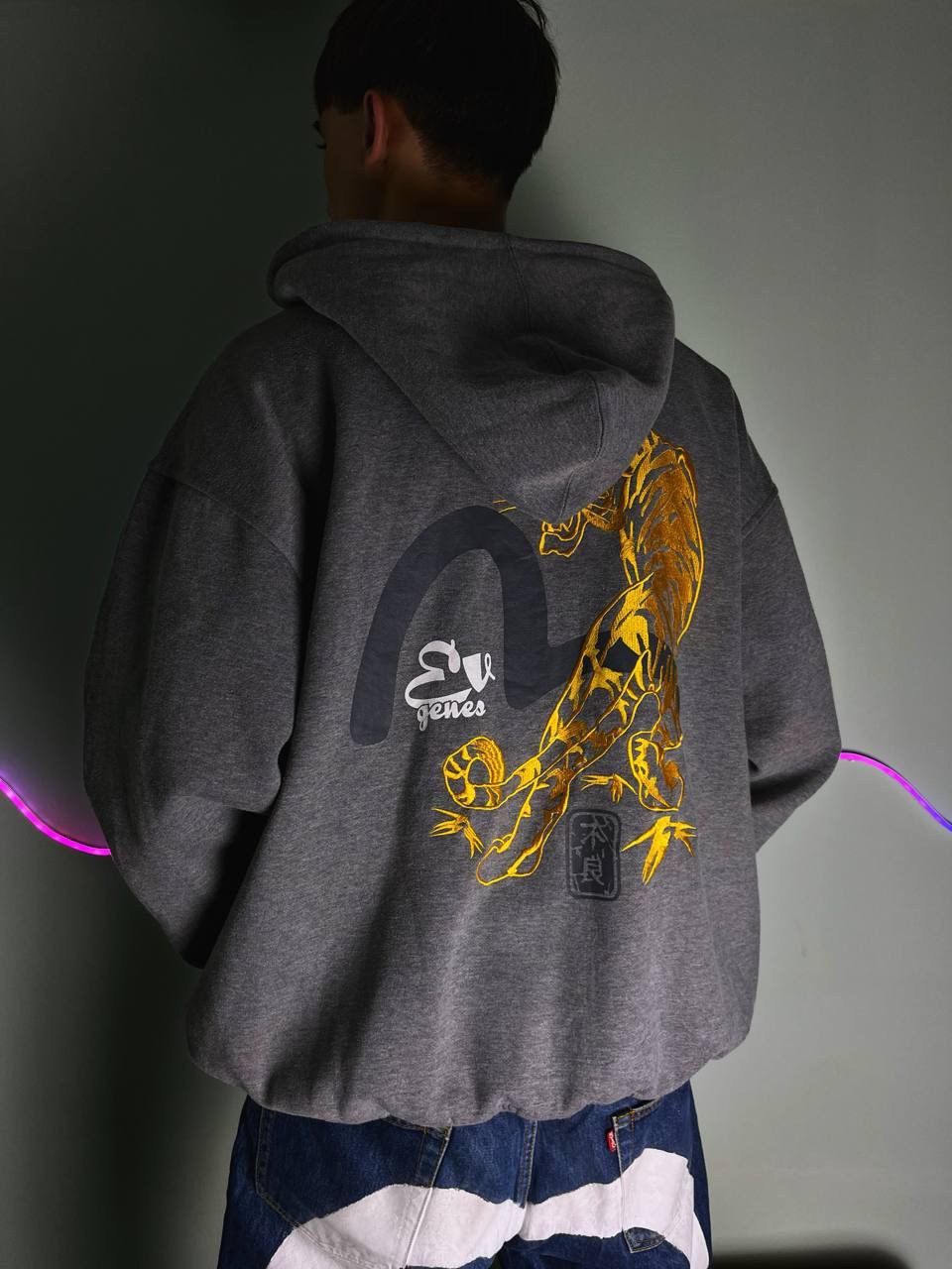 Evisu Tiger Zip Up Hoodie Big Logo Japan