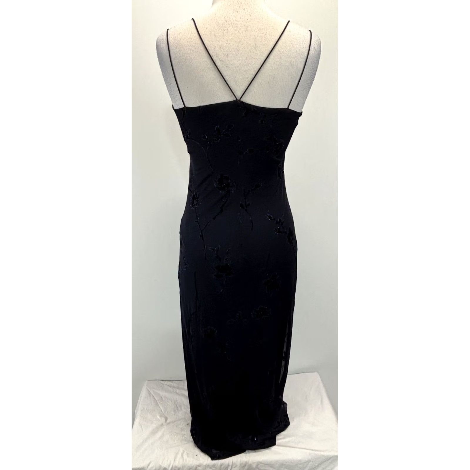 Vintage VINTAGE Byer Too Maxi Gown Dress Womens M Navy Floral Stretch Fairy Goth USA Y2K Size M / US 6-8 / IT 42-44 - 3 Thumbnail