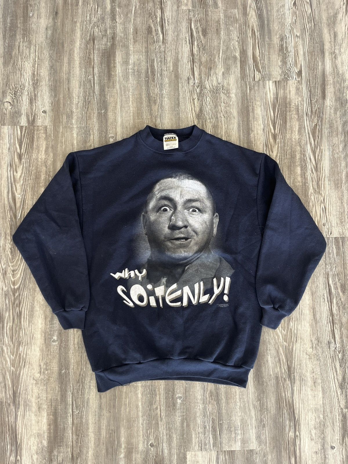 Tultex 1997 Vintage 3 Stooges “Why Soitenly” Curly Tultex Sweater Size US L / EU 52-54 / 3 - 1 Thumbnail