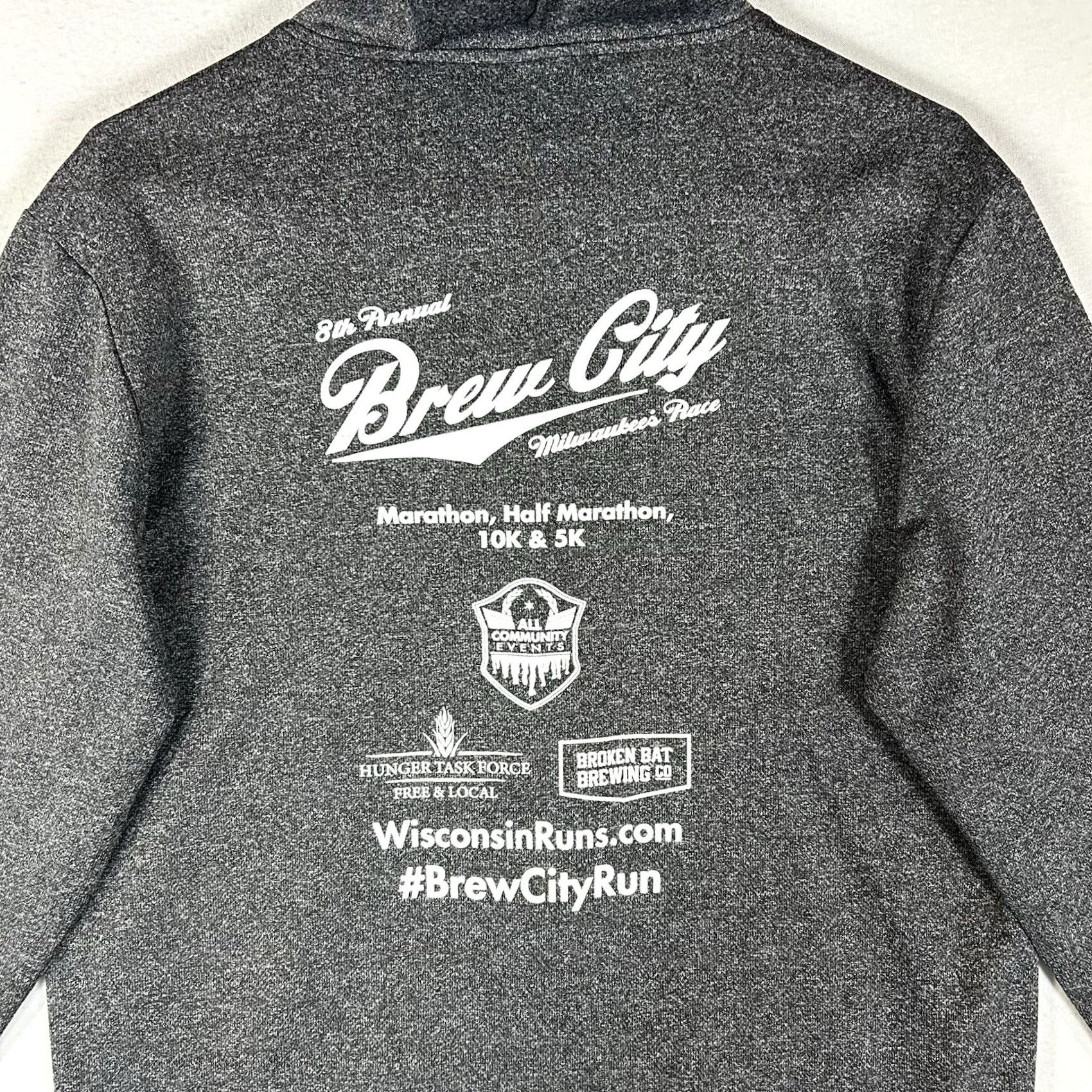 Vintage Brew City Milwaukee Marathon Full Zip Hoodie Adult M Gray Casual Run Shirt Size US M / EU 48-50 / 2 - 7 Thumbnail