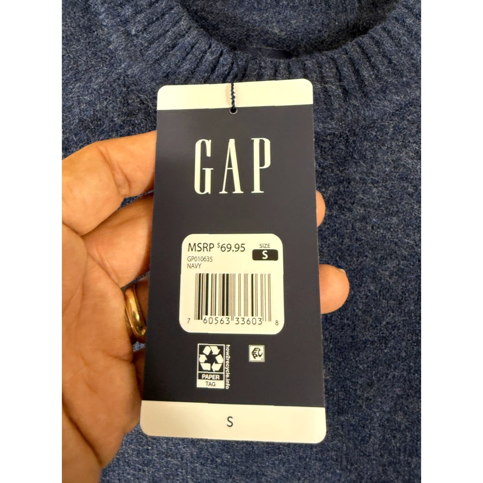 Gap Gap Pullover Sweater Mens S Navy Stretch Wool Blend Crew Neck Long Sleeve NWT Size US S / EU 44-46 / 1 - 5 Thumbnail