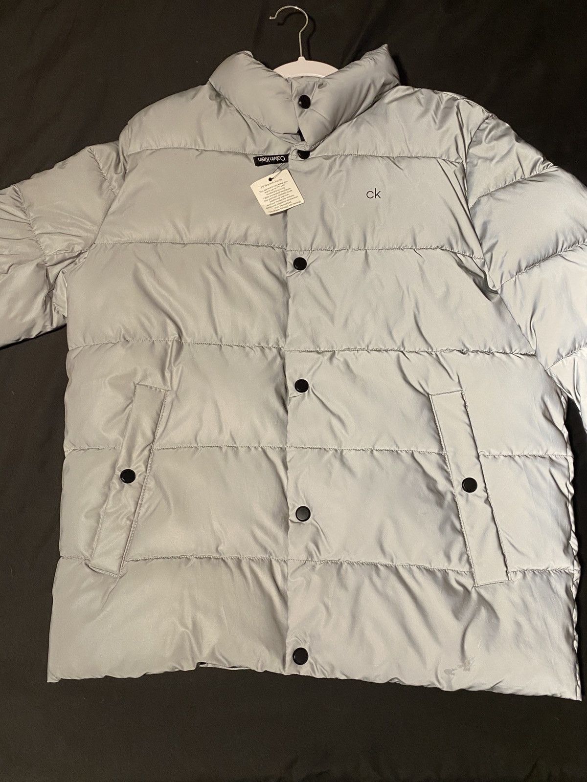Men’s White reflective Calvin Klein puffer jacket
